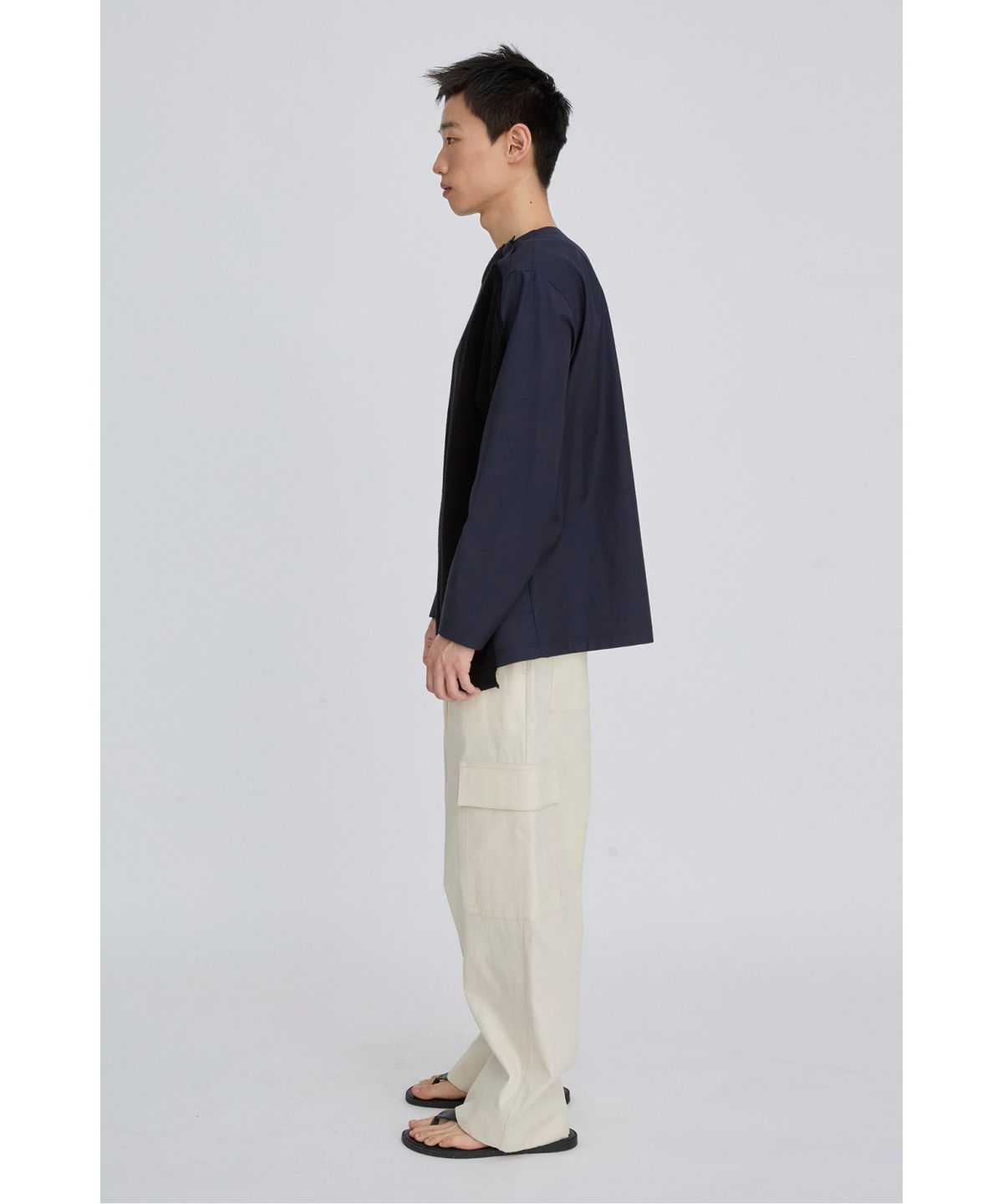 래코드(RECODE) Shirt Mixed Knit Top RKWAS26631BKX
