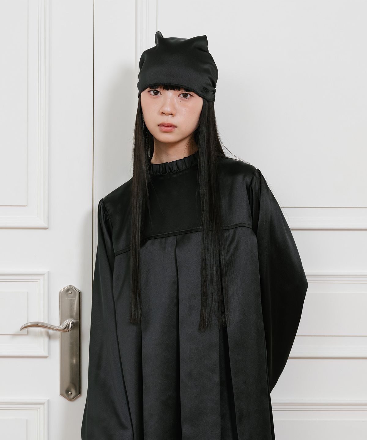 나이스고스트클럽(NICEGHOSTCLUB) FFATS SATIN BANDANA BEANIE_BLACK(NG2GSUAB31A)