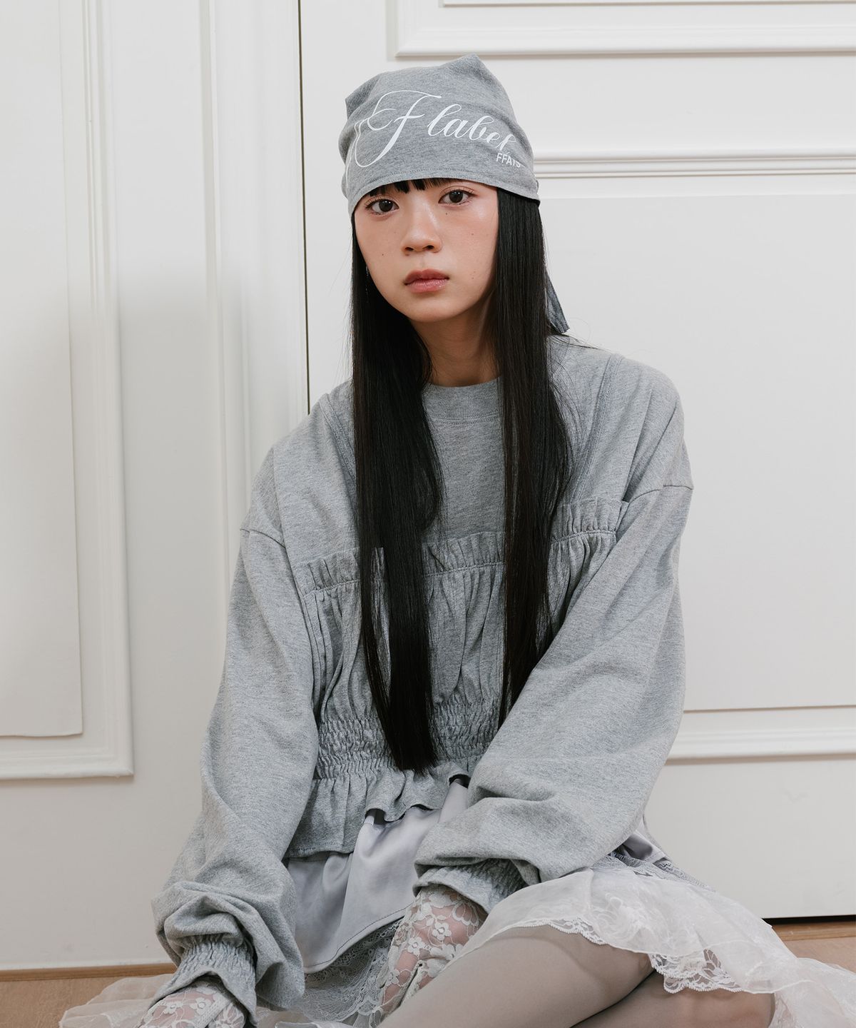 나이스고스트클럽(NICEGHOSTCLUB) FFATS LABEL LOGO BANDANA BEANIE_GREY(NG2GSUAB30A)