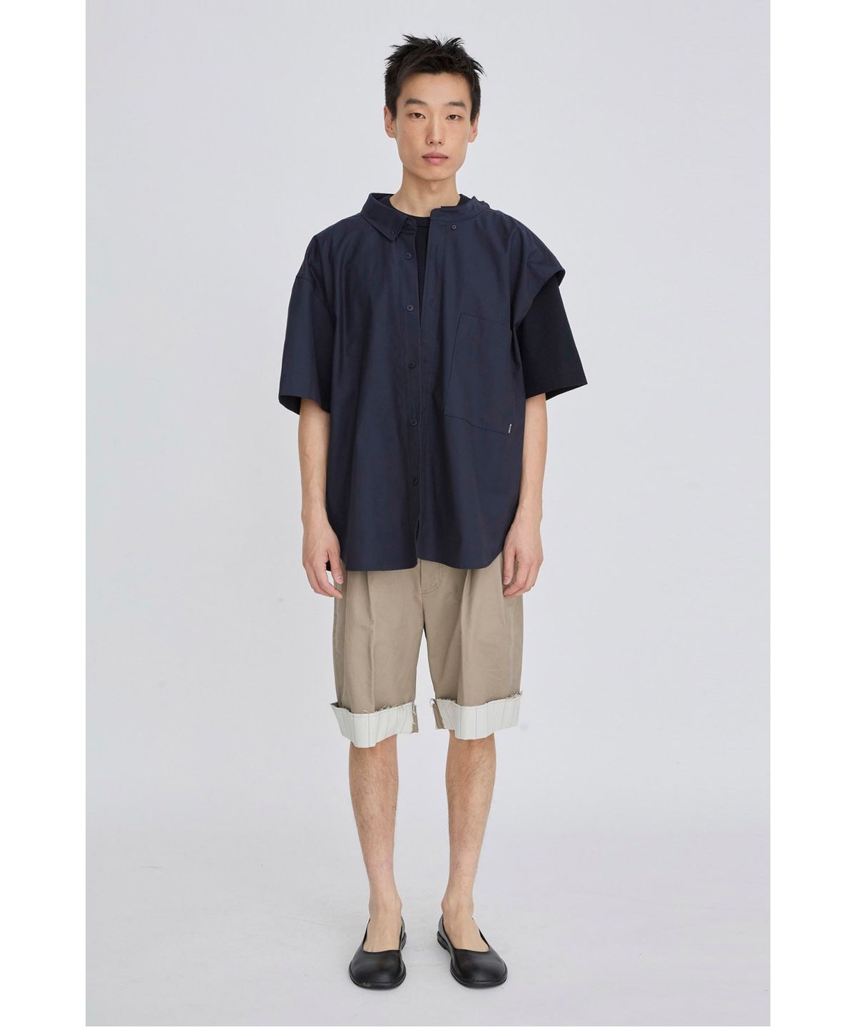래코드(RECODE) Shirt Mixed Short Sleeve Top RKTAM26622NYX