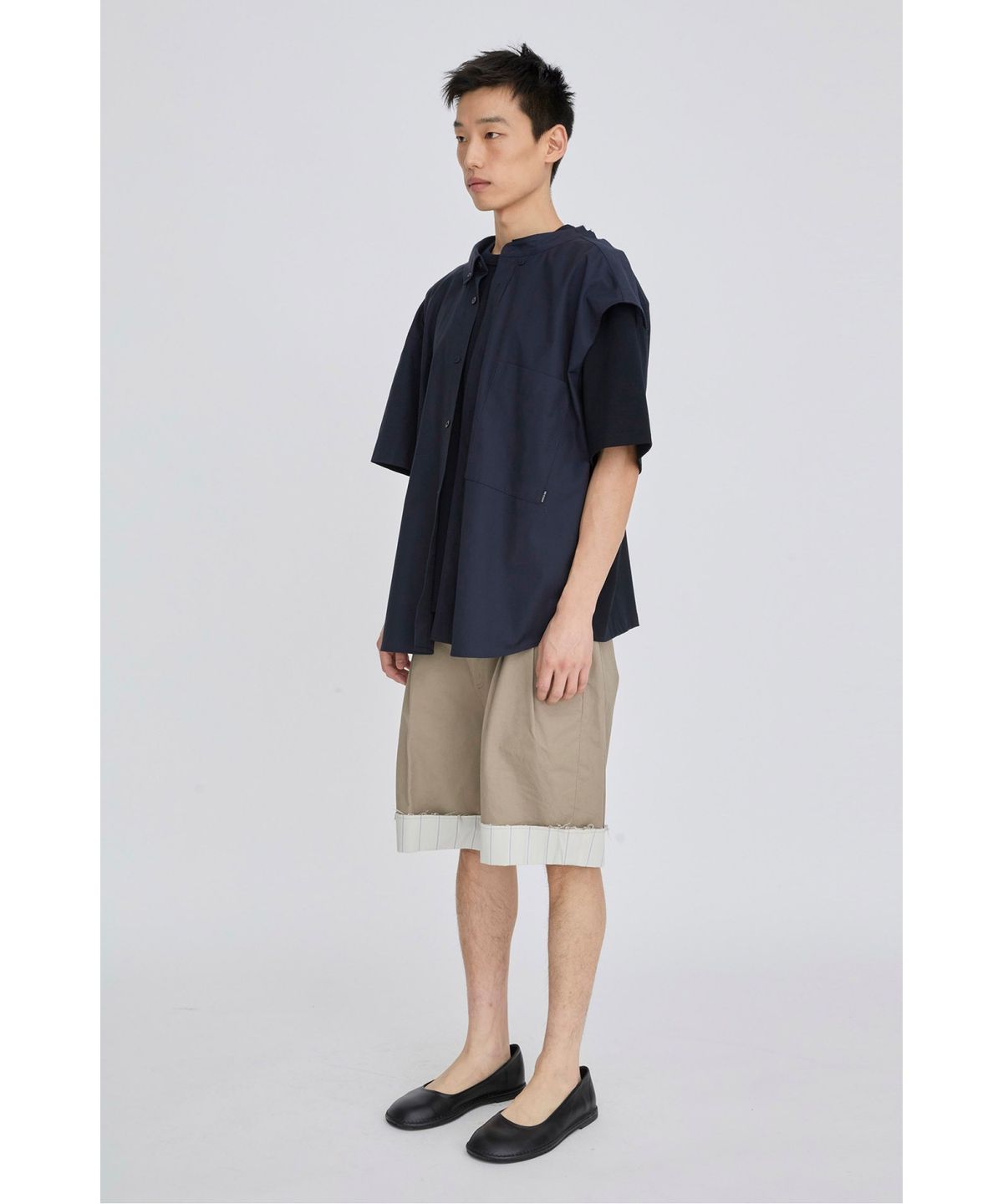 래코드(RECODE) Shirt Mixed Short Sleeve Top RKTAM26622NYX