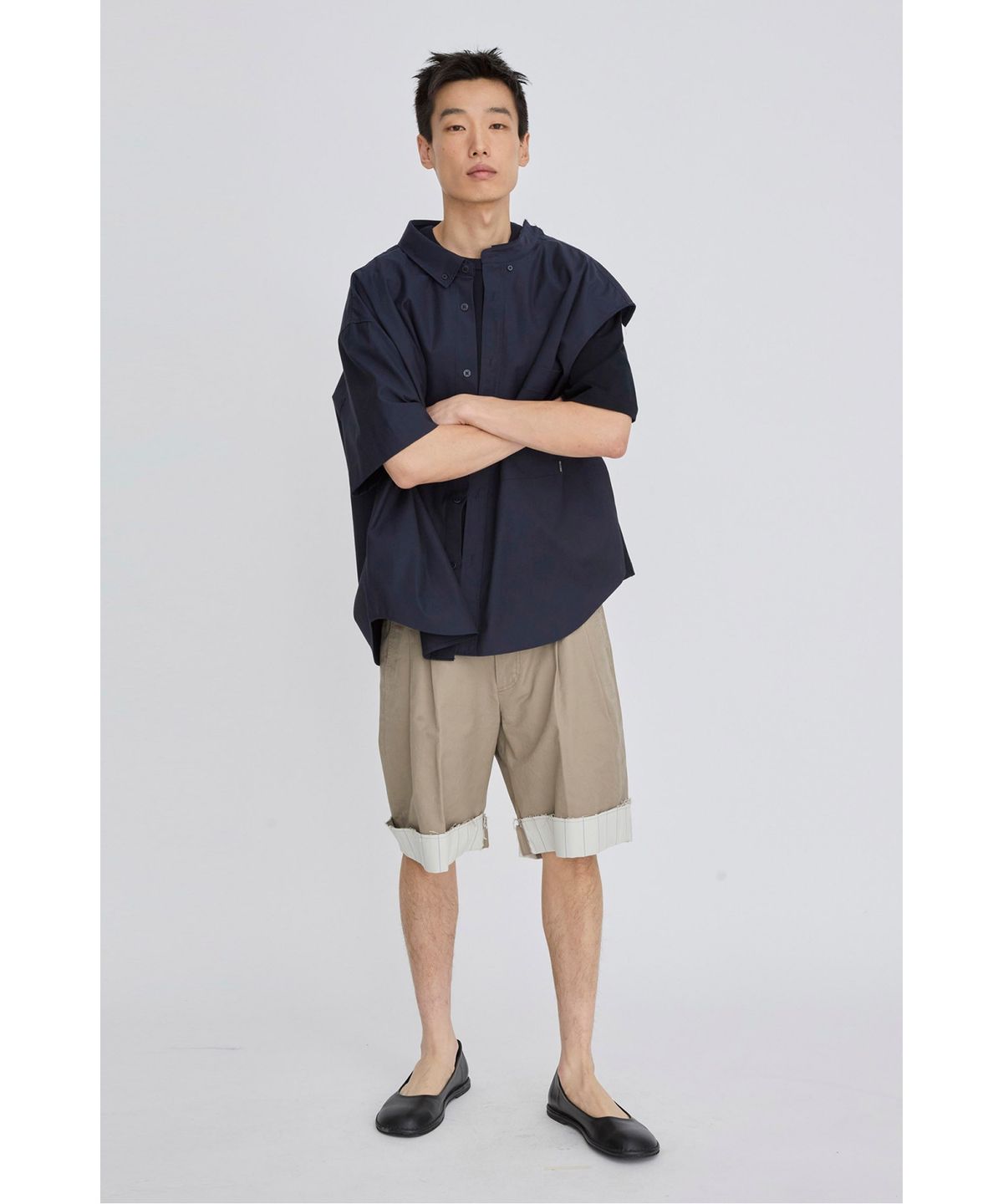 래코드(RECODE) Shirt Mixed Short Sleeve Top RKTAM26622NYX