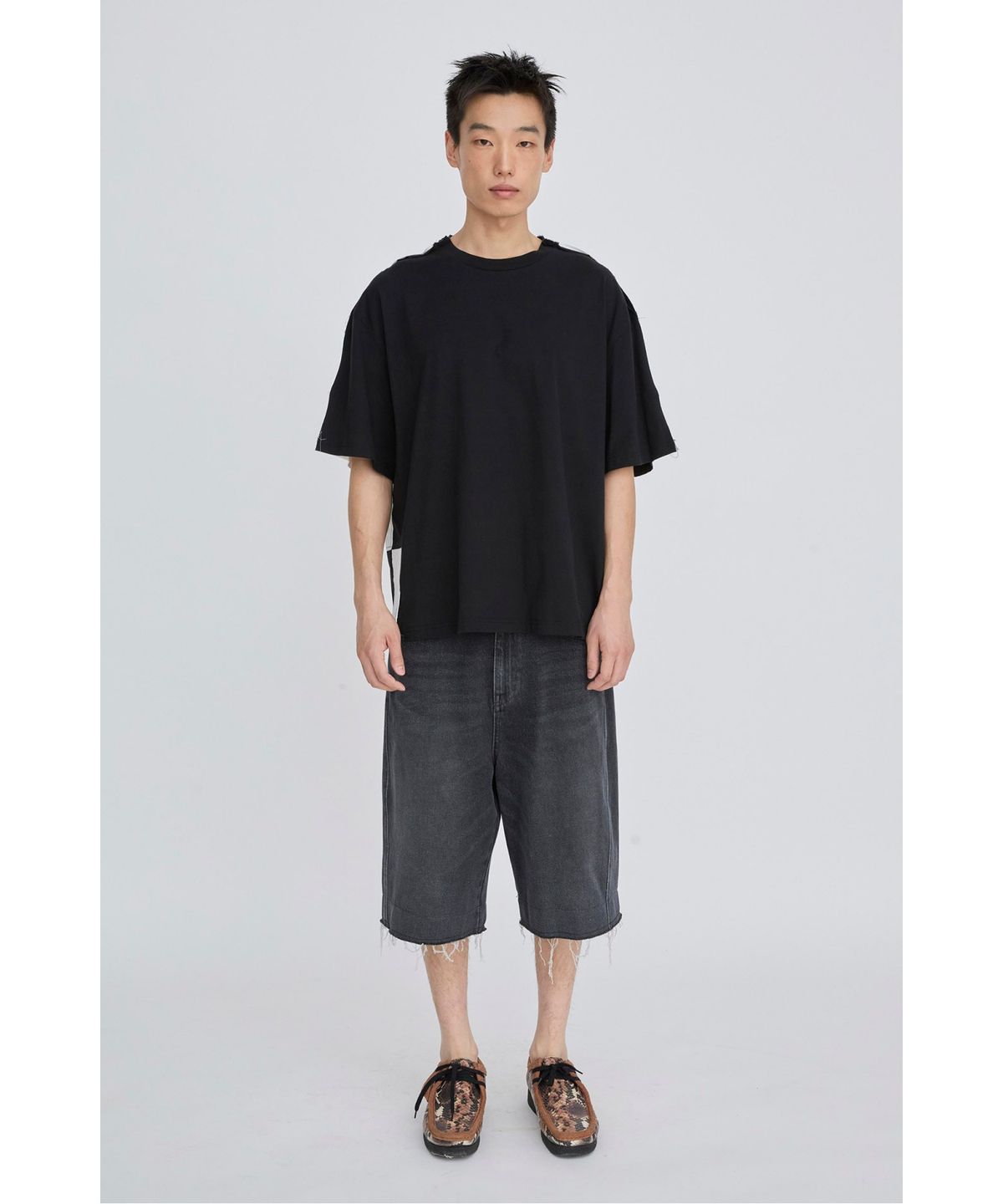 래코드(RECODE) Checkerboard Back T-Shirt RKTAM26621BKX