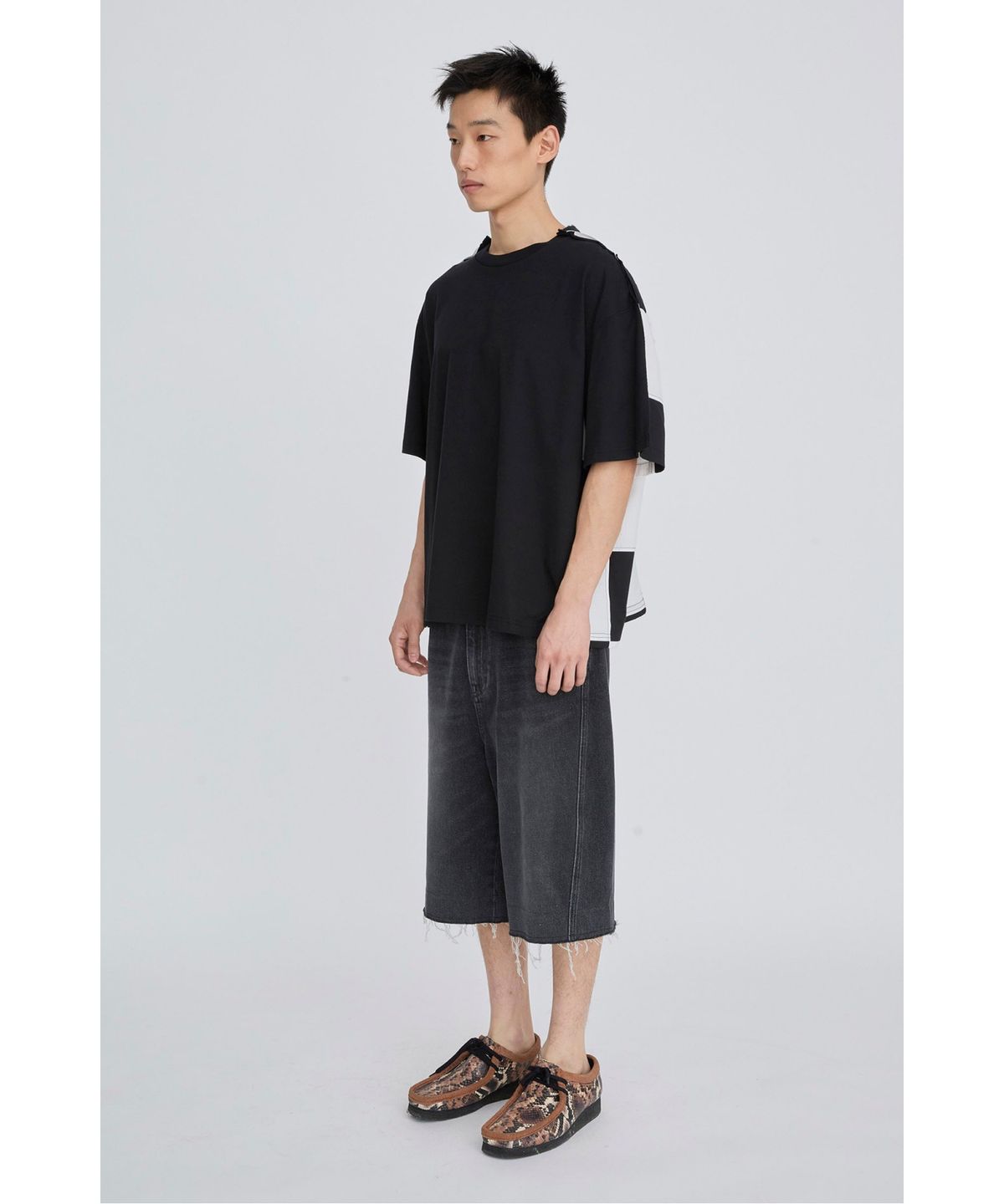 래코드(RECODE) Checkerboard Back T-Shirt RKTAM26621BKX