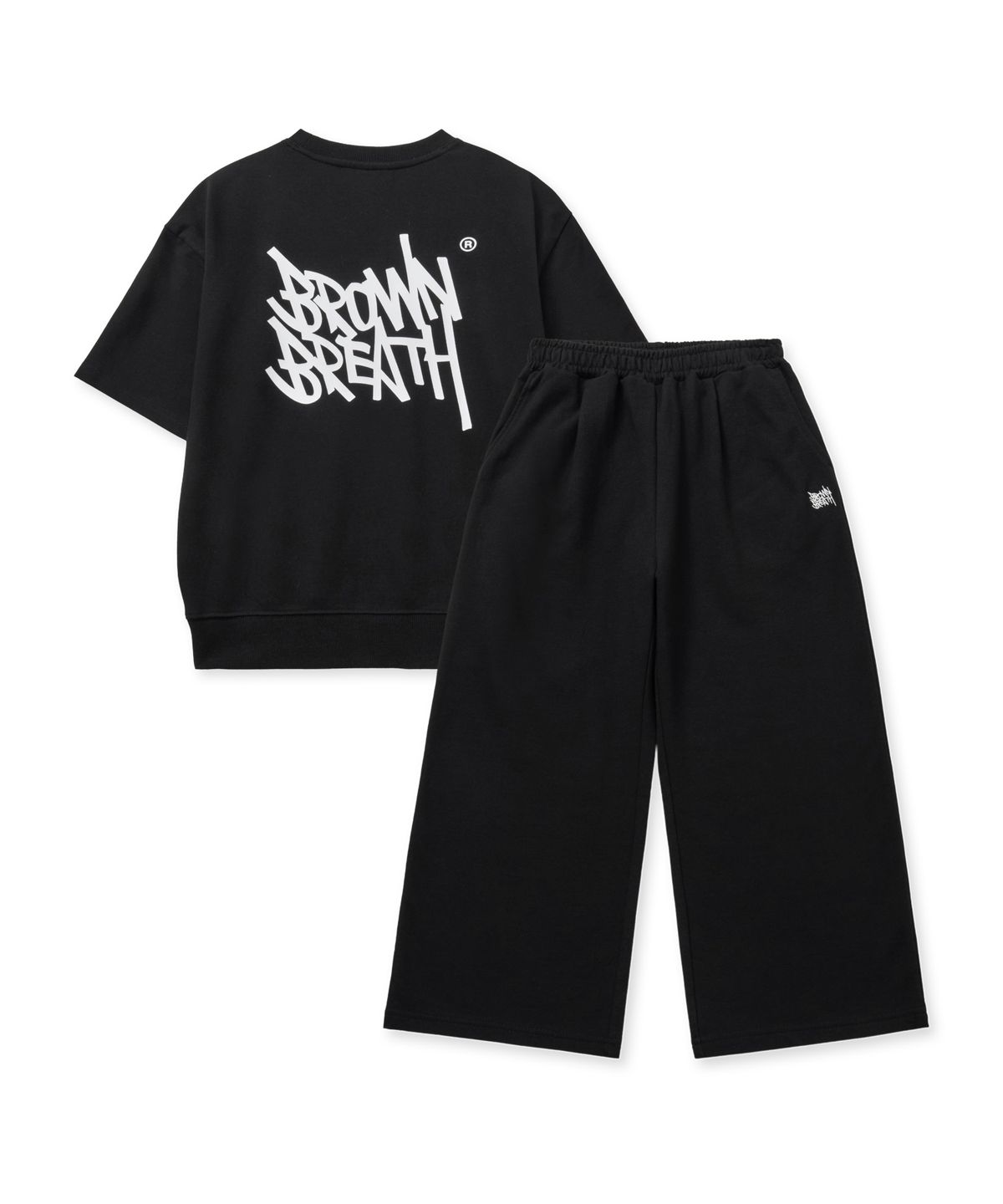 브라운브레스 키즈(BROWNBREATH KIDS) KIDS TAG COTTON MTM SETUP(LONG PANTS) - BLACK
