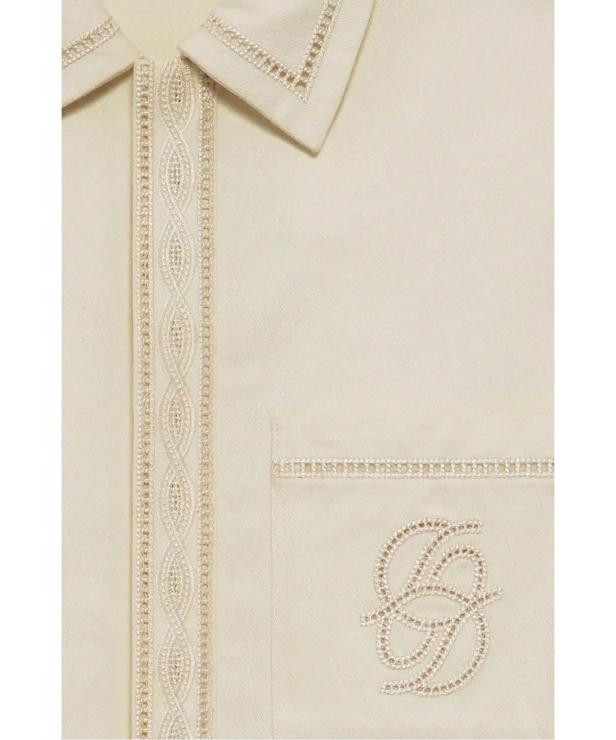 드롤드무슈(DROLE DE MONSIEUR) 미러 D 자수 오픈칼라 셔츠 Chemise Broderie D Miroir Coton D0SCM26208WHM