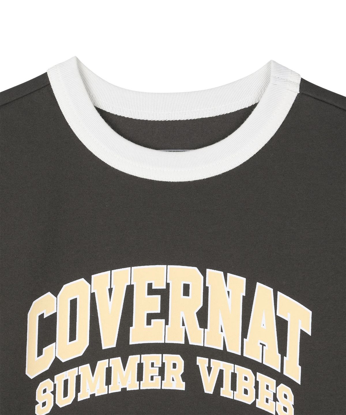 커버낫 키즈(COVERNAT KIDS) 아치로고 써머 바이브 링거 티셔츠 차콜 CK2602ST35CH