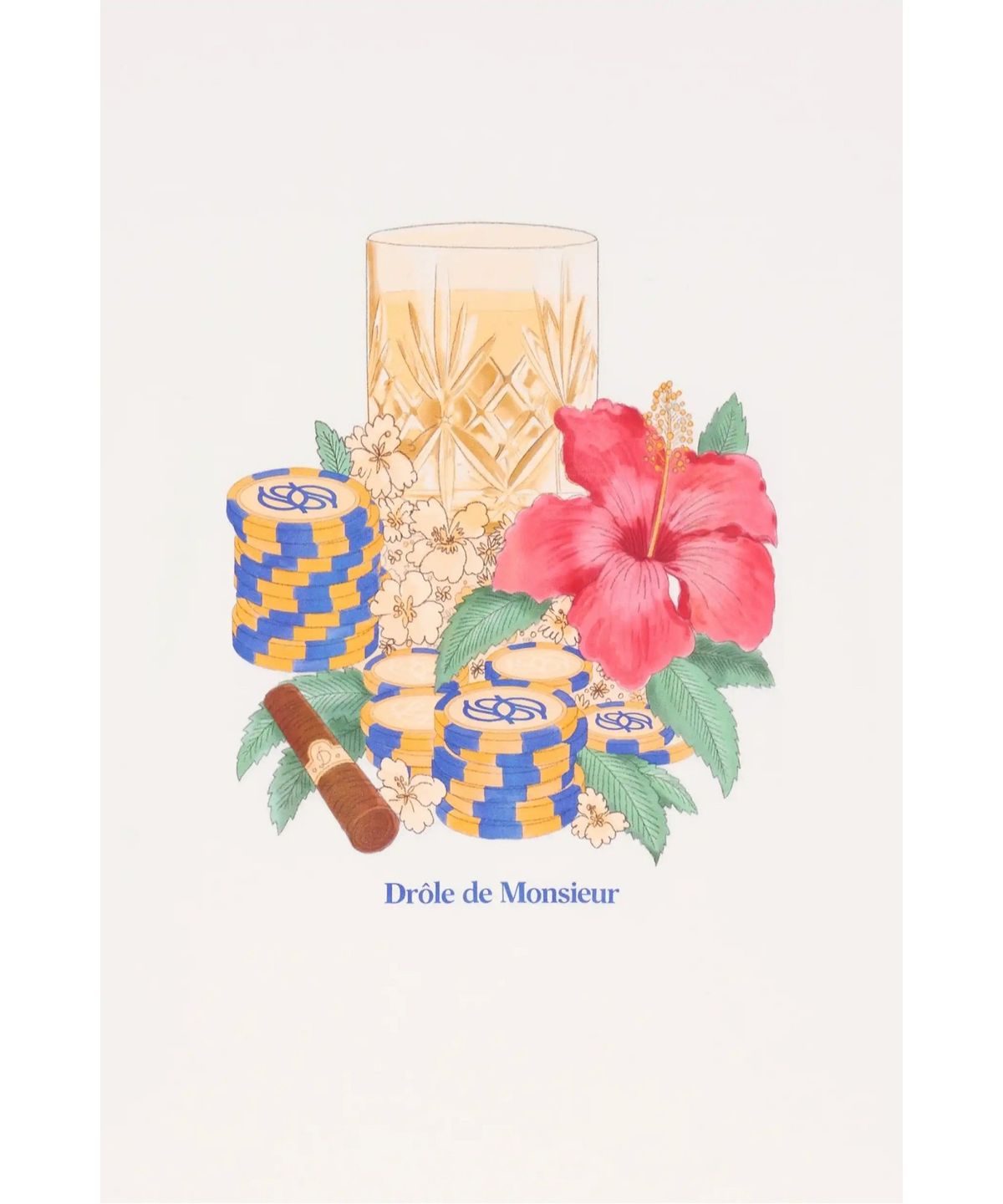 드롤드무슈(DROLE DE MONSIEUR) 히비스커스 클럽 그래픽 티셔츠 T-shirt Hibiscus Club D0TCM26219WHM