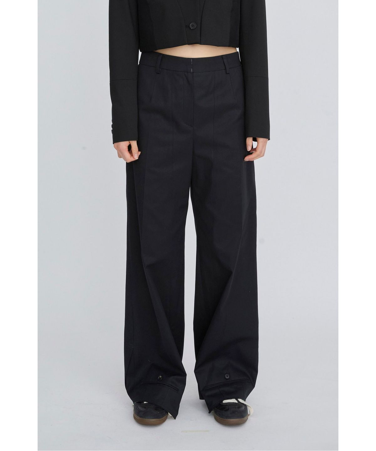 래코드(RECODE) Layered Waist Panel Detail Hem Pants RQPAS26525BKX