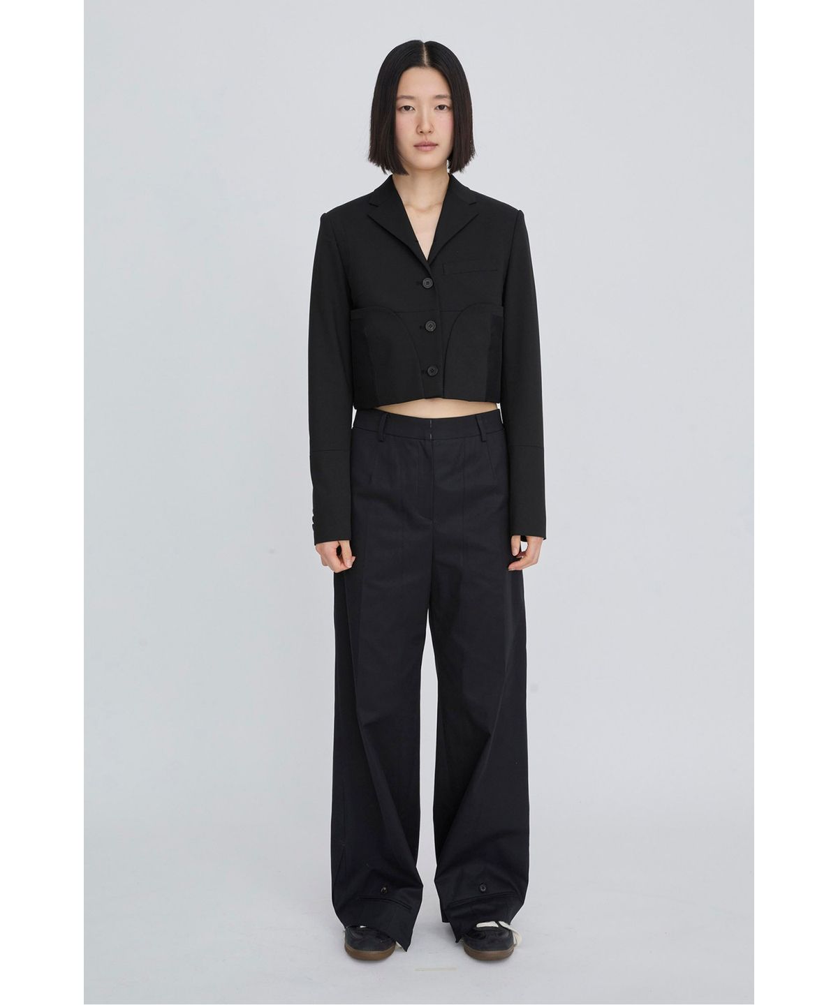 래코드(RECODE) Layered Waist Panel Detail Hem Pants RQPAS26525BKX
