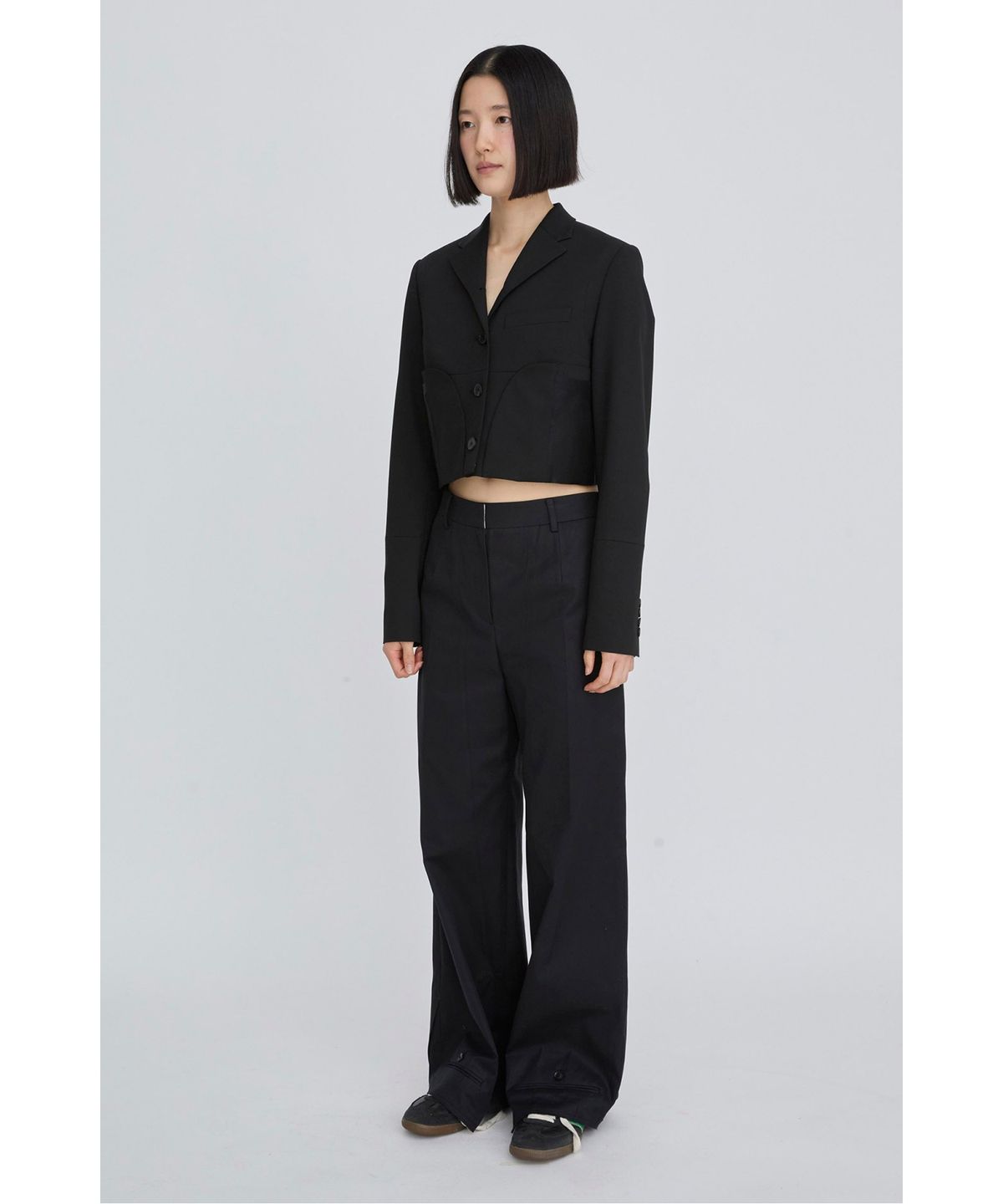 래코드(RECODE) Layered Waist Panel Detail Hem Pants RQPAS26525BKX