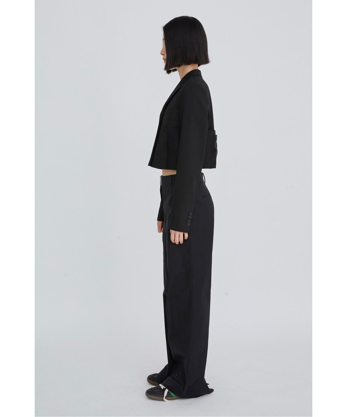 래코드(RECODE) Layered Waist Panel Detail Hem Pants RQPAS26525BKX