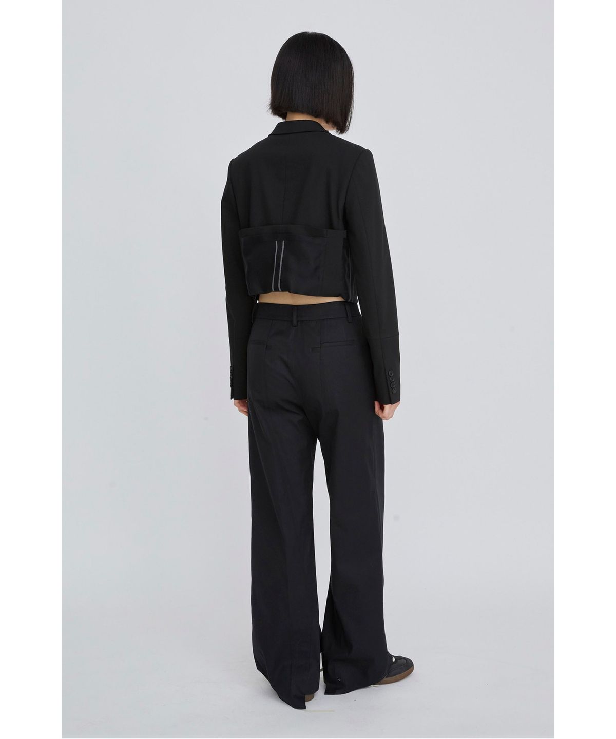 래코드(RECODE) Layered Waist Panel Detail Hem Pants RQPAS26525BKX