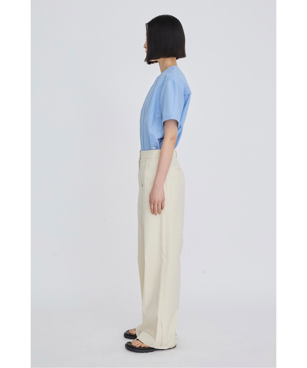 래코드(RECODE) Layered Waist Panel Detail Hem Pants RQPAS26525IVX