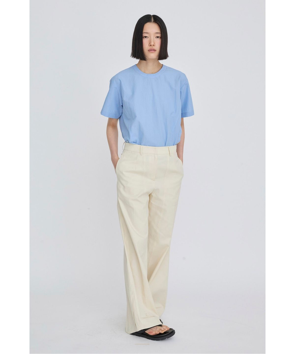 래코드(RECODE) Layered Waist Panel Detail Hem Pants RQPAS26525IVX