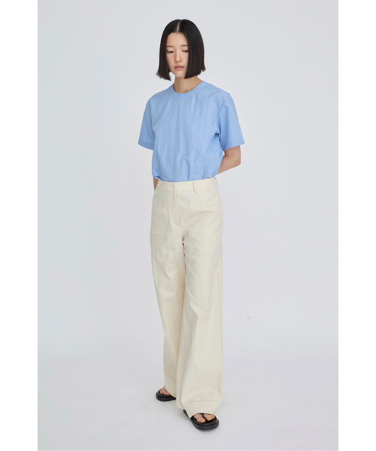 래코드(RECODE) Layered Waist Panel Detail Hem Pants RQPAS26525IVX
