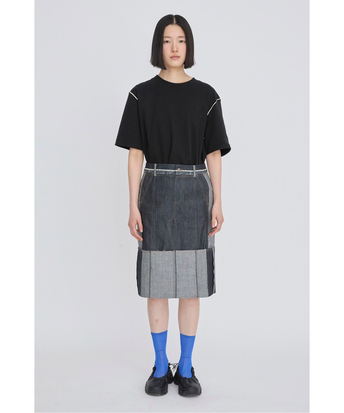 래코드(RECODE) Folded Denim Skirt RQKAS26553BUX