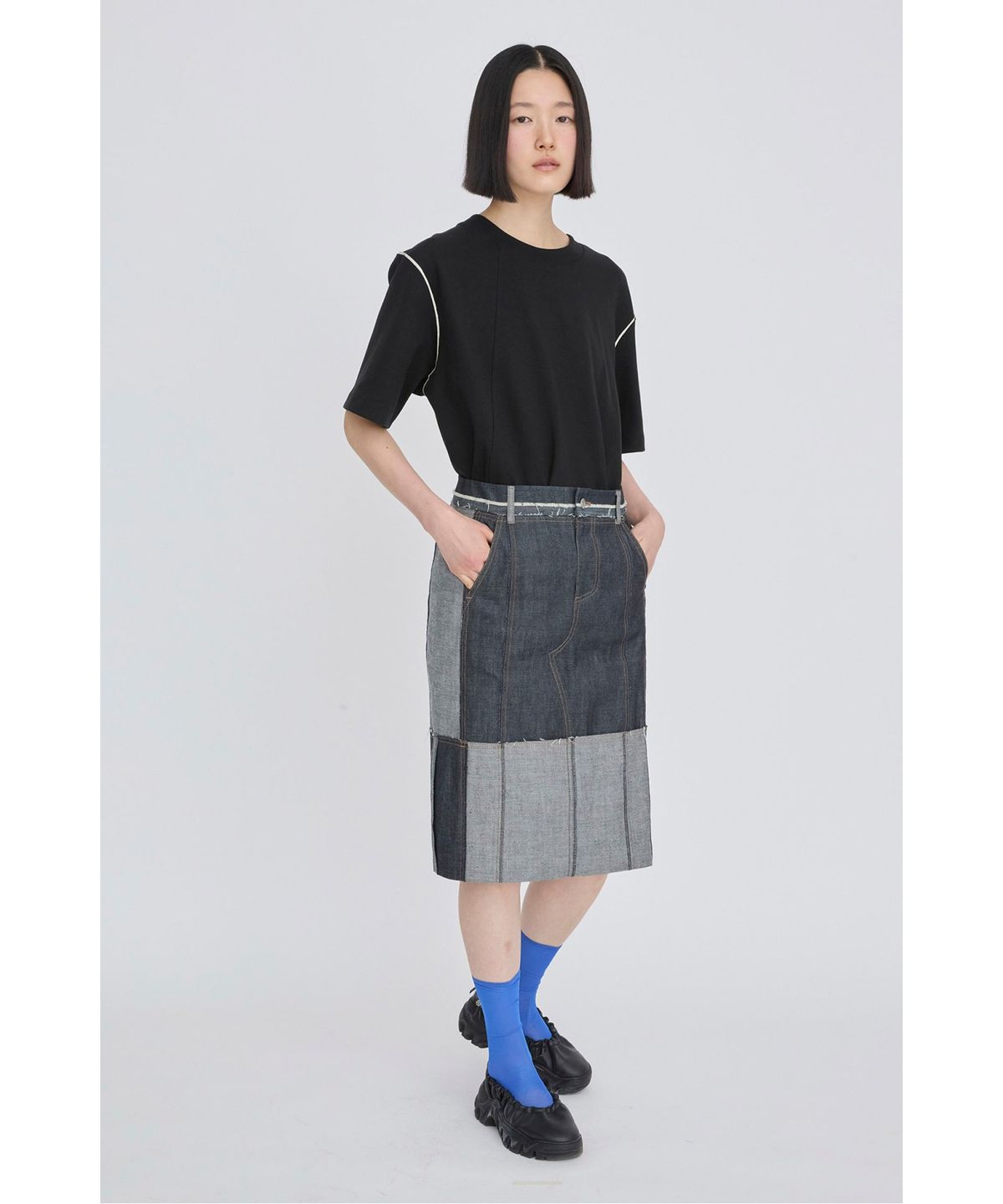 래코드(RECODE) Folded Denim Skirt RQKAS26553BUX