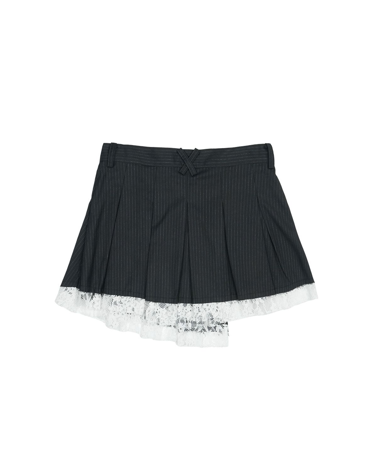 그레일즈(GRAILZ) LACE LAYERED PLEATS WARP SKIRT [BLACK]