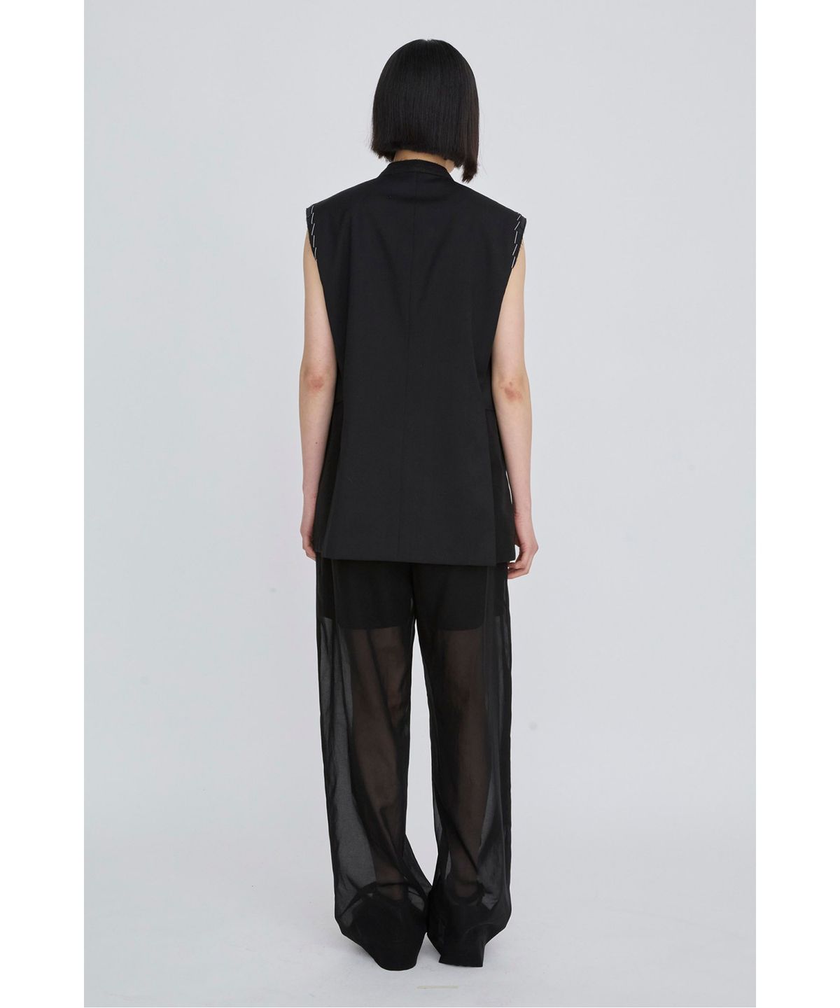 래코드(RECODE) Layered Raw-Edged Vest RQVAM26510BKX