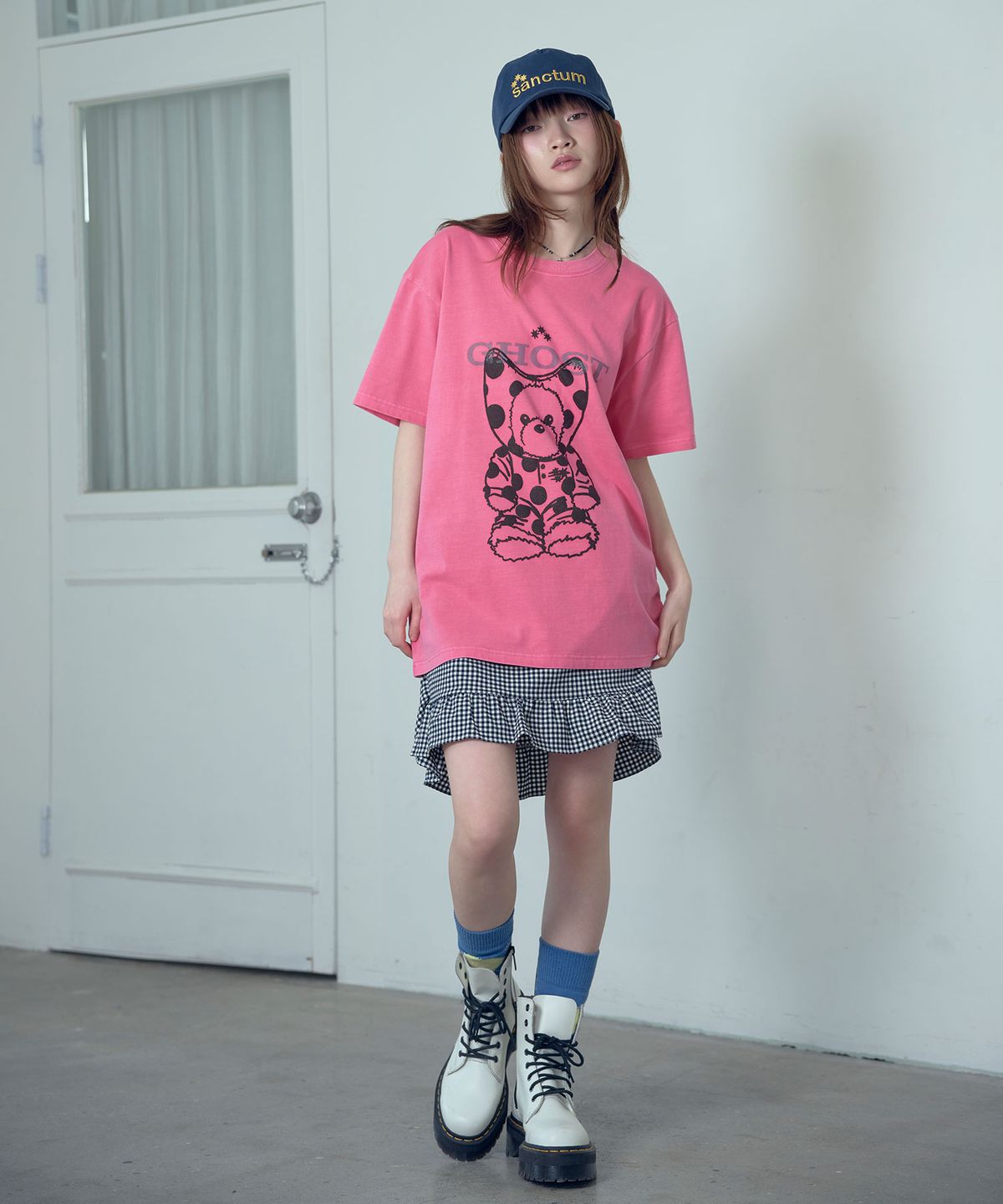 나이스고스트클럽(NICEGHOSTCLUB) DEVIL BEAR DOLL PIGMENT DYED TEE_PINK(NG2GMUT509A)