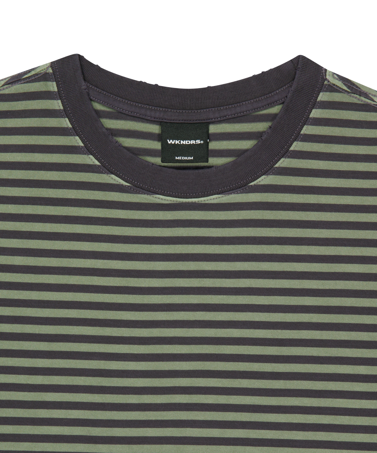 위캔더스(WKNDRS) [KOIN SEOUL] DAMAGED STRIPED T-SHIRT (KHAKI)