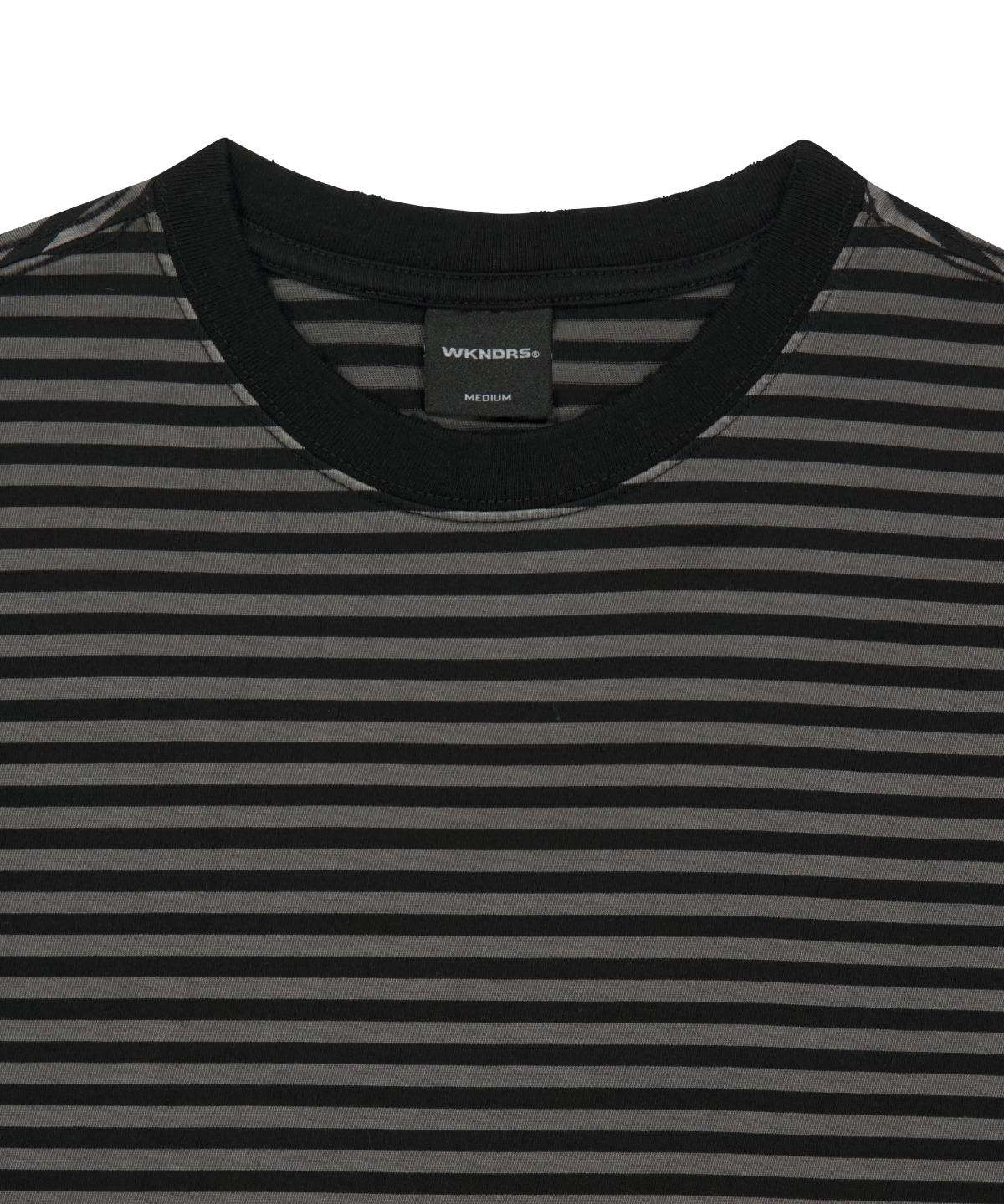 위캔더스(WKNDRS) [KOIN SEOUL] DAMAGED STRIPED T-SHIRT (CHARCOAL)