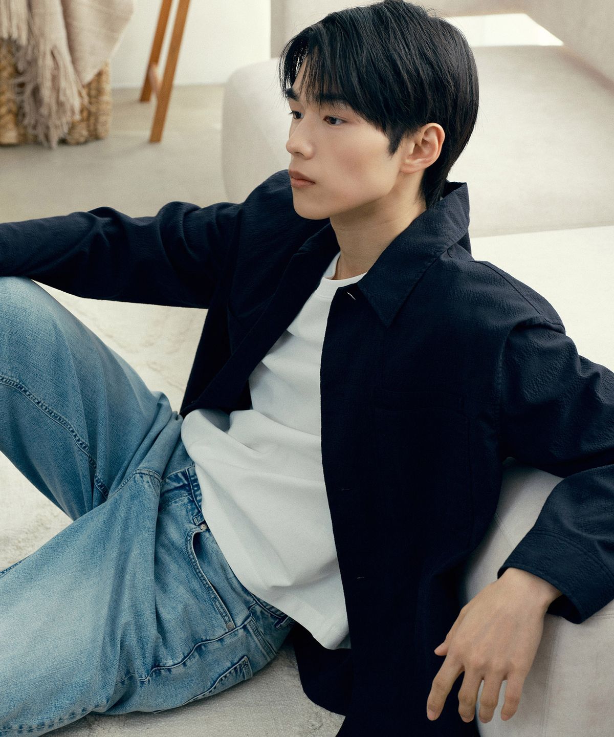 마인드브릿지(MINDBRIDGE) [COUTURE]린넨 혼방  시어서커 글렌체크 셔츠형 자켓