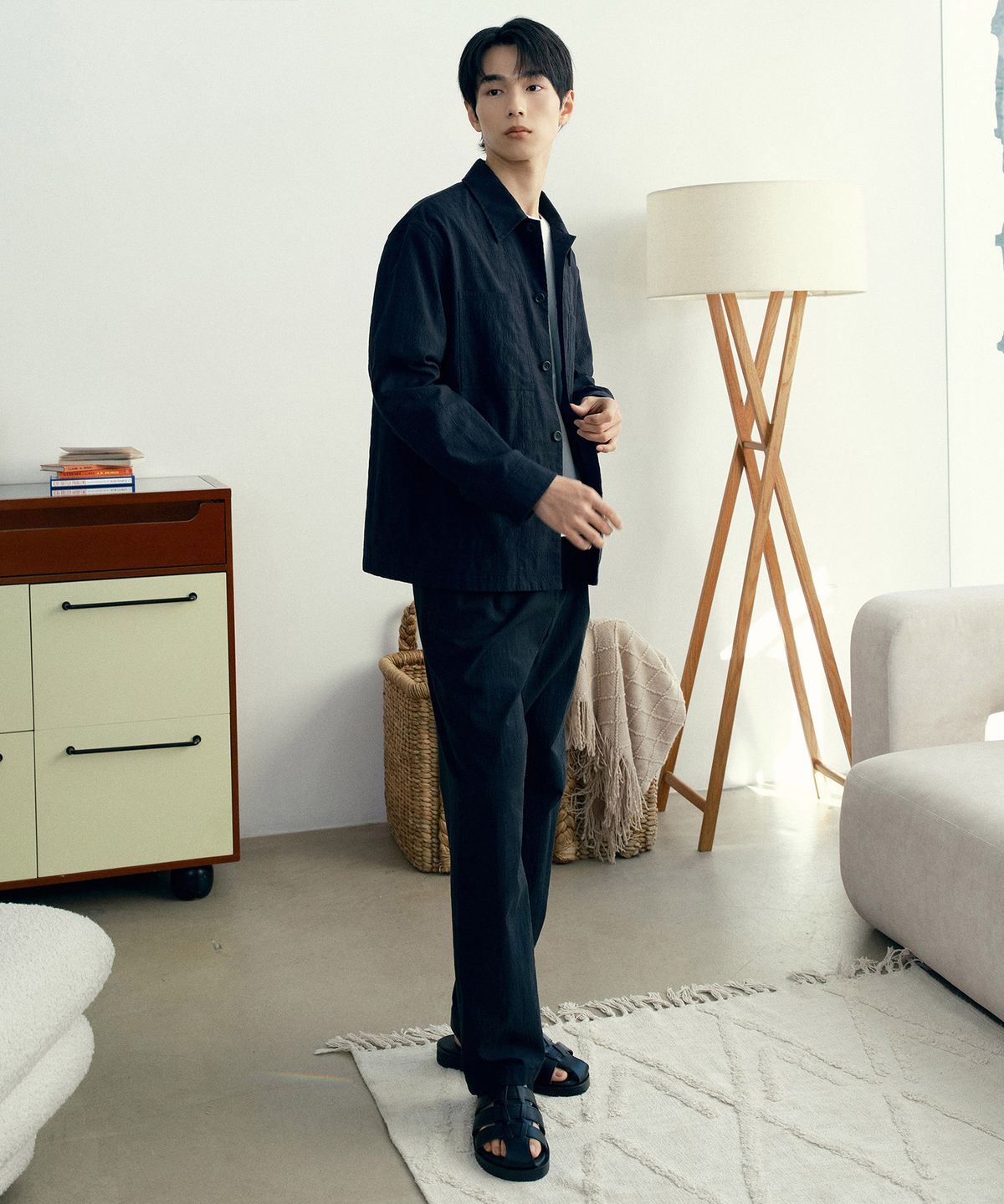 마인드브릿지(MINDBRIDGE) [COUTURE]린넨 혼방  시어서커 글렌체크 셔츠형 자켓