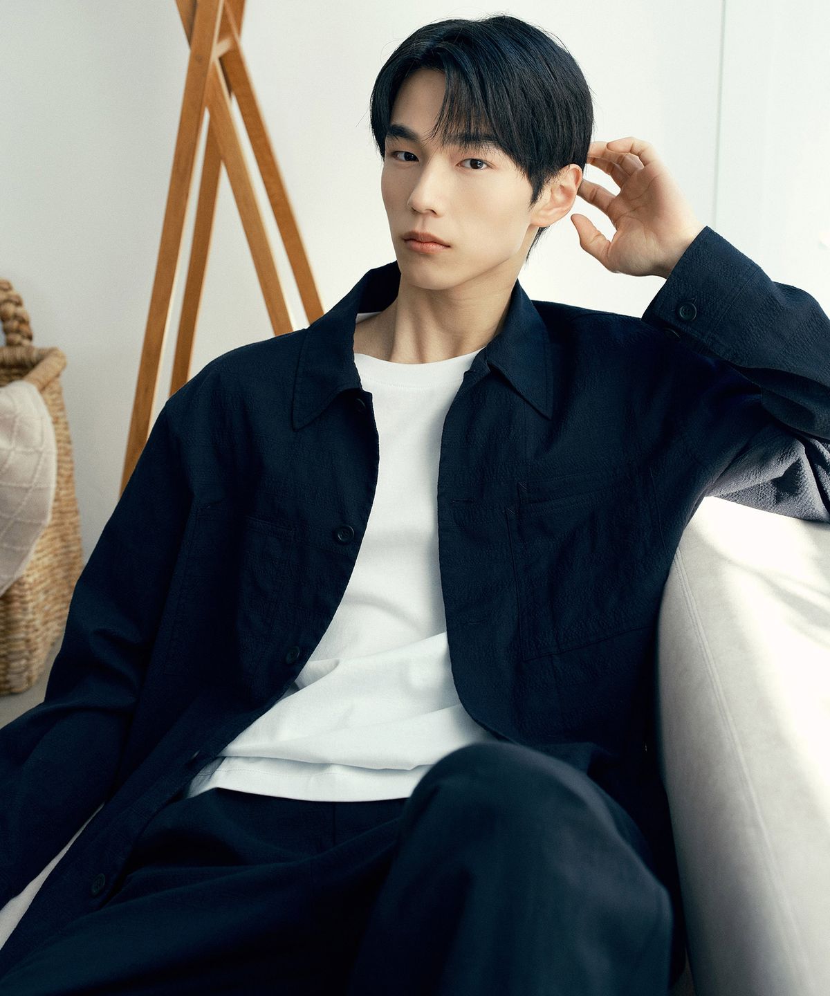 마인드브릿지(MINDBRIDGE) [COUTURE]린넨 혼방  시어서커 글렌체크 셔츠형 자켓