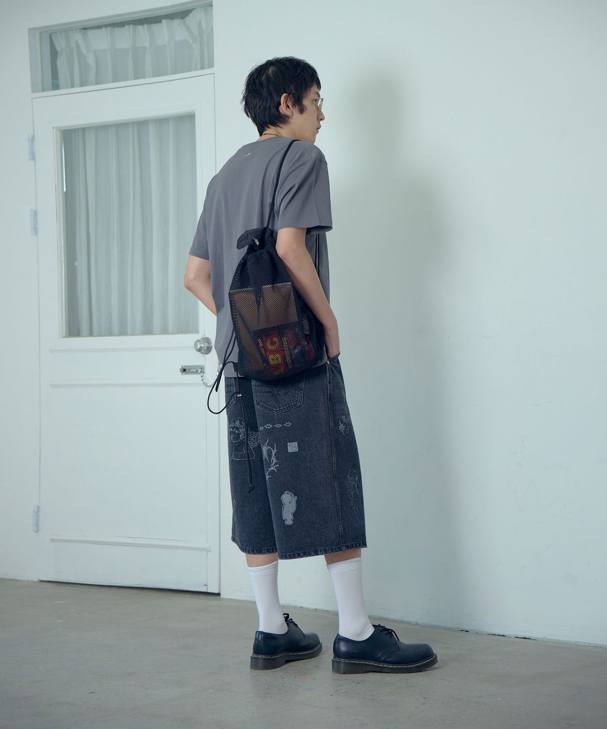 나이스고스트클럽(NICEGHOSTCLUB) FLAP MESH GYMSACK_BLACK(NG2GSUAB43A)