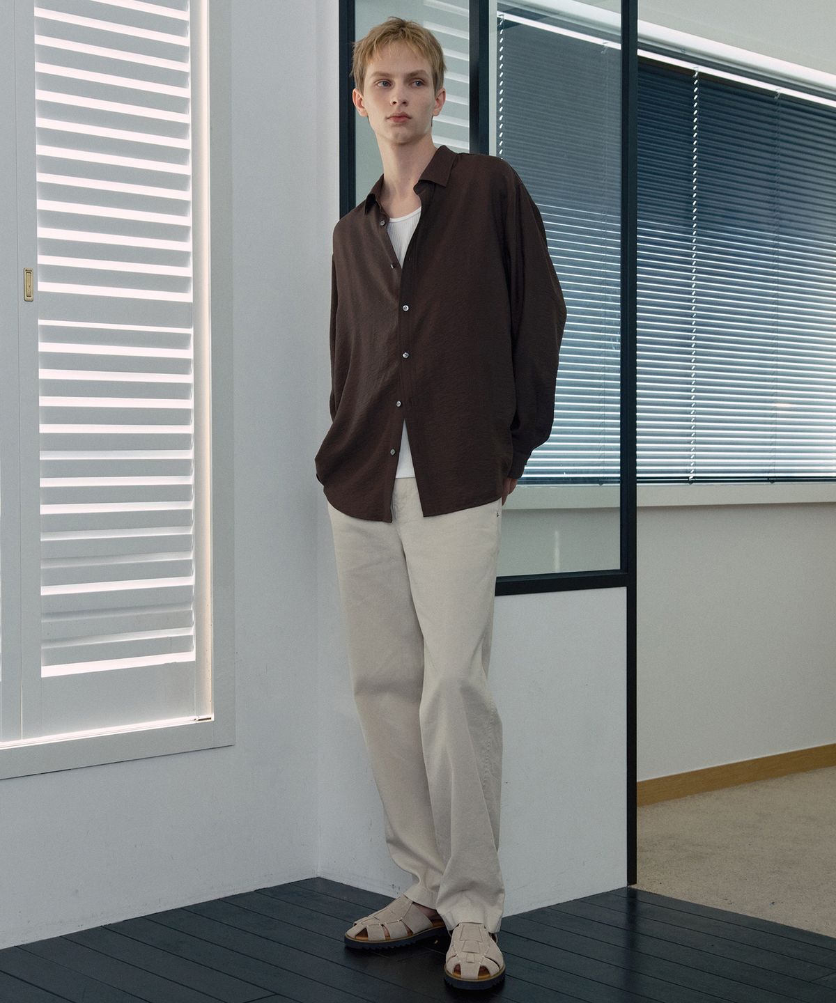 마인드브릿지(MINDBRIDGE) [COUTURE]RN혼방 미니멀 오버핏 셔츠 - 3color