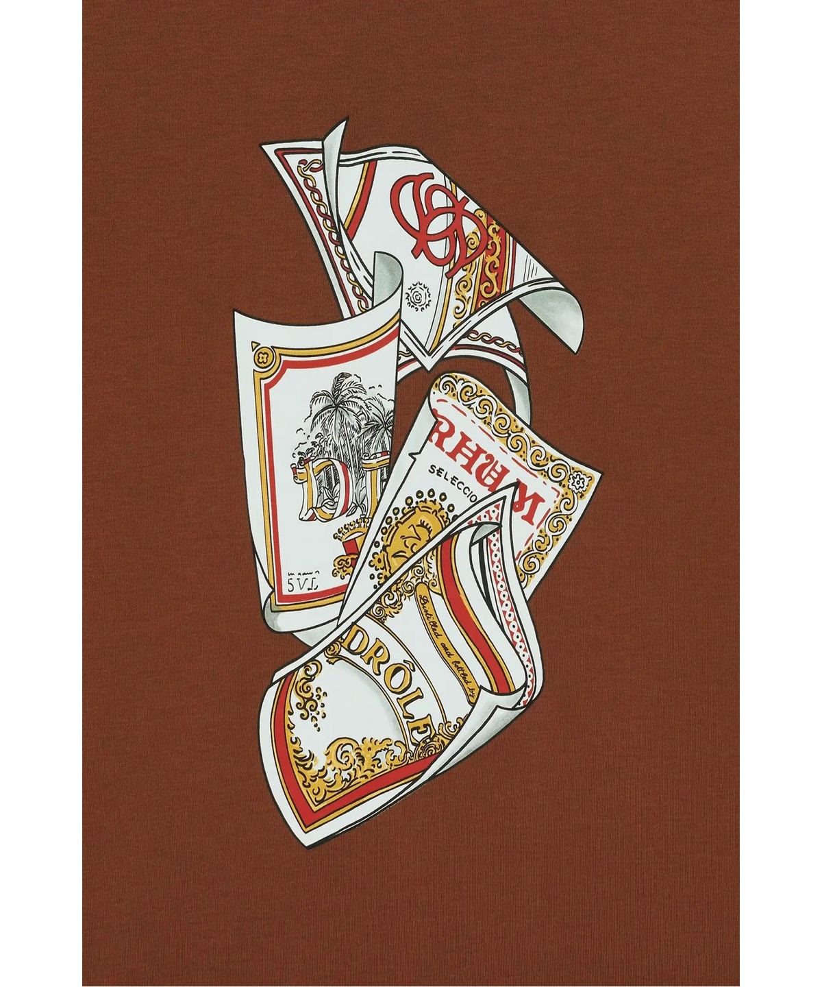 드롤드무슈(DROLE DE MONSIEUR) 럼 라벨 그래픽 티셔츠 T-shirt Rum Labels D0TCM26213BRX