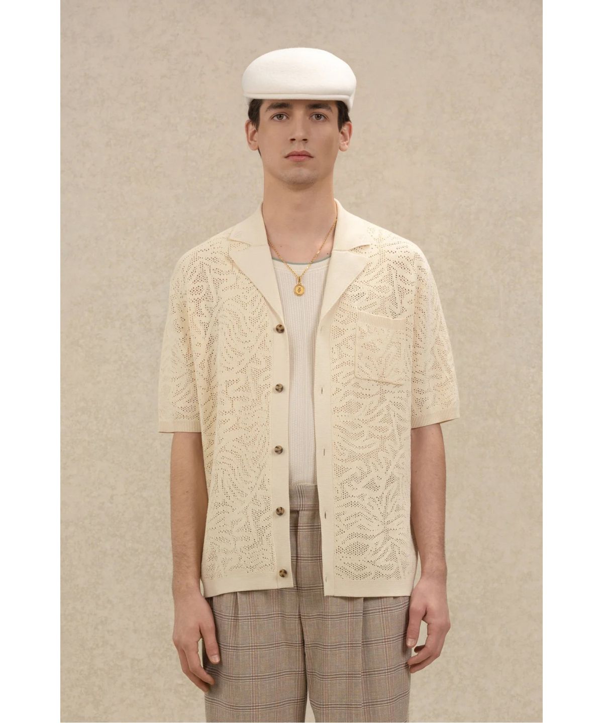 드롤드무슈(DROLE DE MONSIEUR) 레이스 오픈니트 셔츠 가디건 Chemise Maille Dentelle D0WCM26203WHM