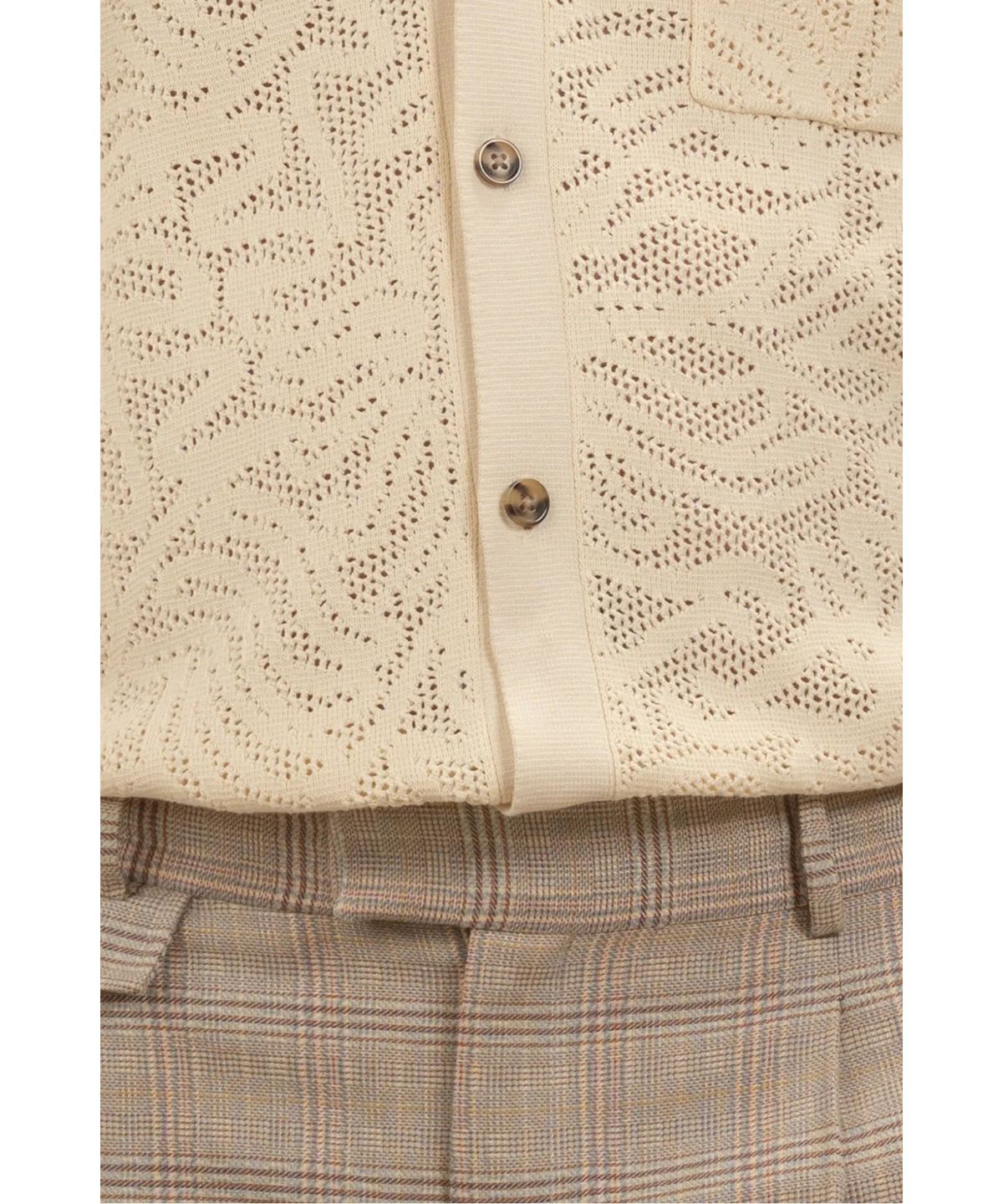드롤드무슈(DROLE DE MONSIEUR) 레이스 오픈니트 셔츠 가디건 Chemise Maille Dentelle D0WCM26203WHM