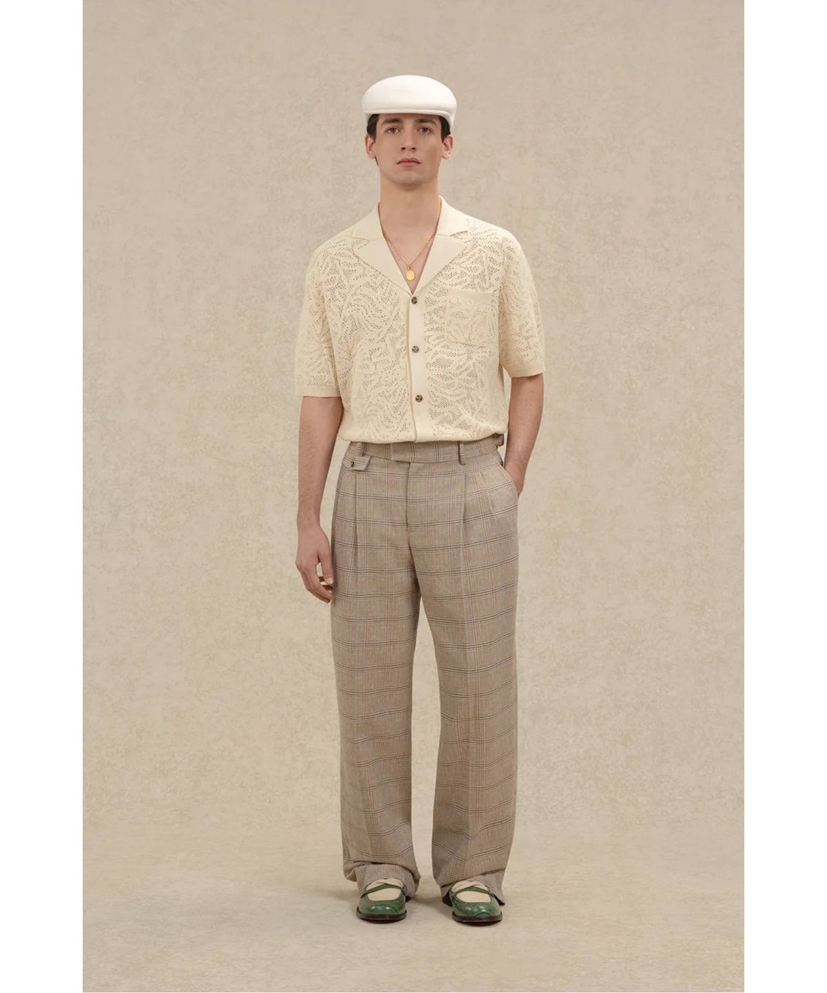 드롤드무슈(DROLE DE MONSIEUR) 레이스 오픈니트 셔츠 가디건 Chemise Maille Dentelle D0WCM26203WHM