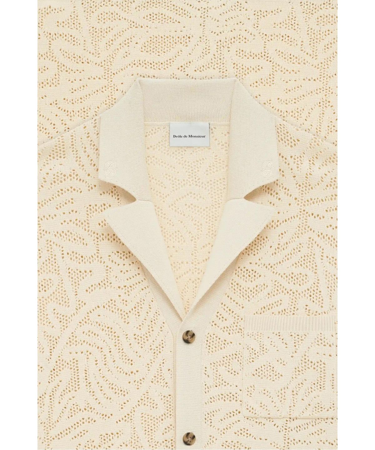 드롤드무슈(DROLE DE MONSIEUR) 레이스 오픈니트 셔츠 가디건 Chemise Maille Dentelle D0WCM26203WHM