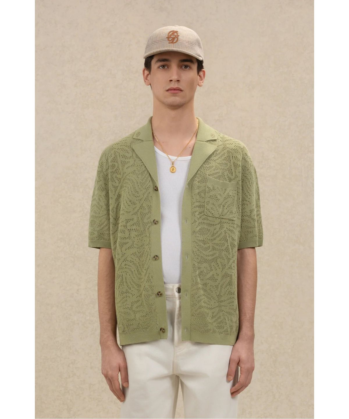 드롤드무슈(DROLE DE MONSIEUR) 레이스 오픈니트 셔츠 가디건 Chemise Maille Dentelle D0WCM26203KHX