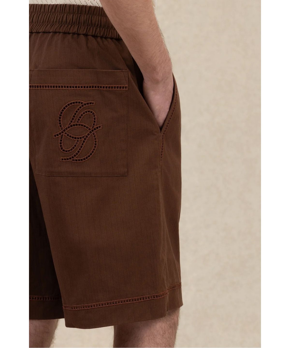 드롤드무슈(DROLE DE MONSIEUR) 엘라스틱 텍스처 쇼츠 Short Elastique Jour Echelle D0POM26326BRX
