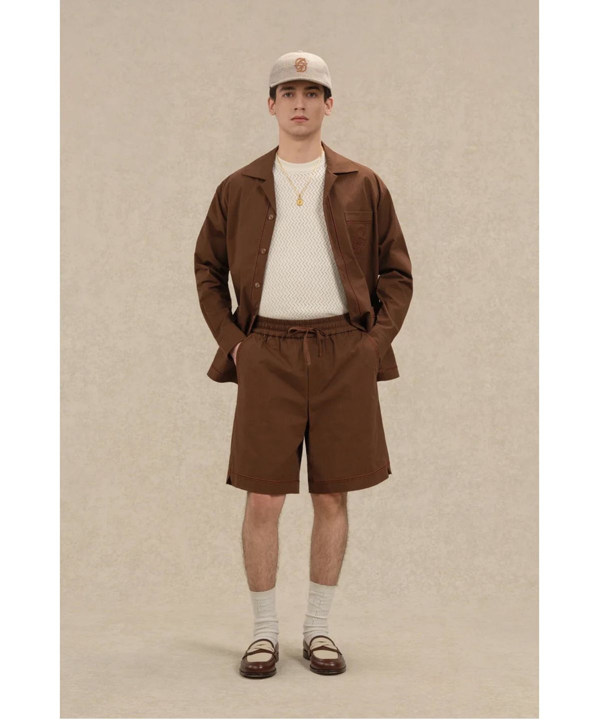 드롤드무슈(DROLE DE MONSIEUR) 엘라스틱 텍스처 쇼츠 Short Elastique Jour Echelle D0POM26326BRX