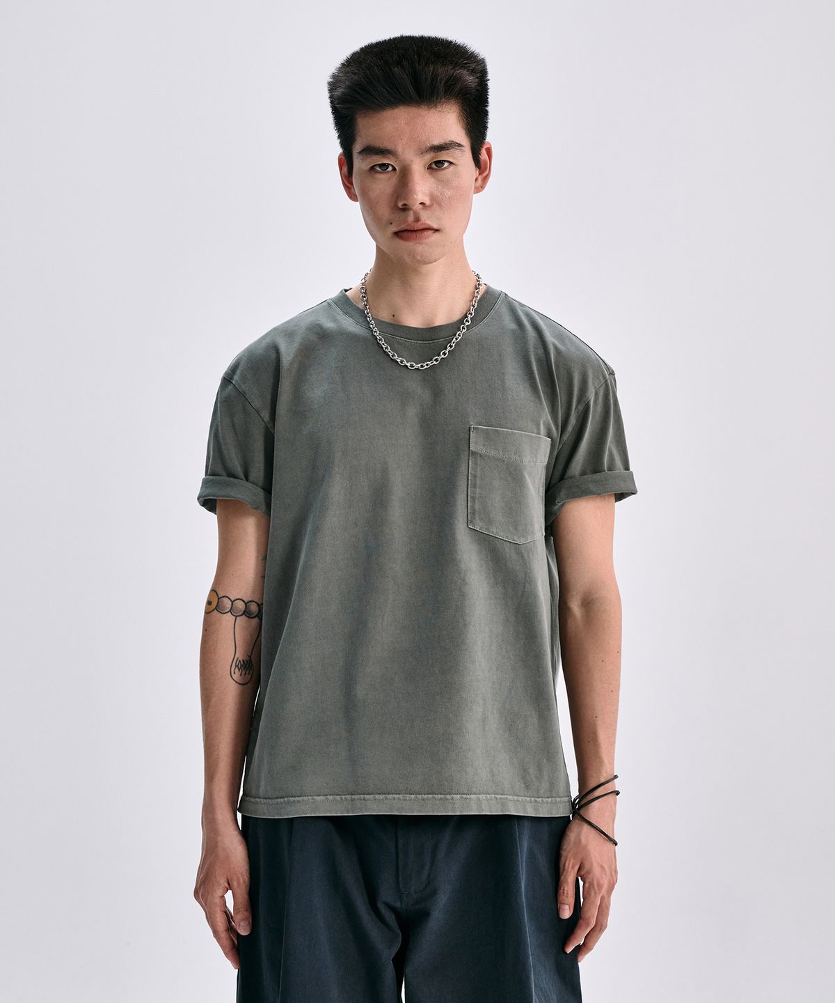 테이크이지(TAKEASY) 피그먼트 포켓 하프 티셔츠 - 3 COLOR