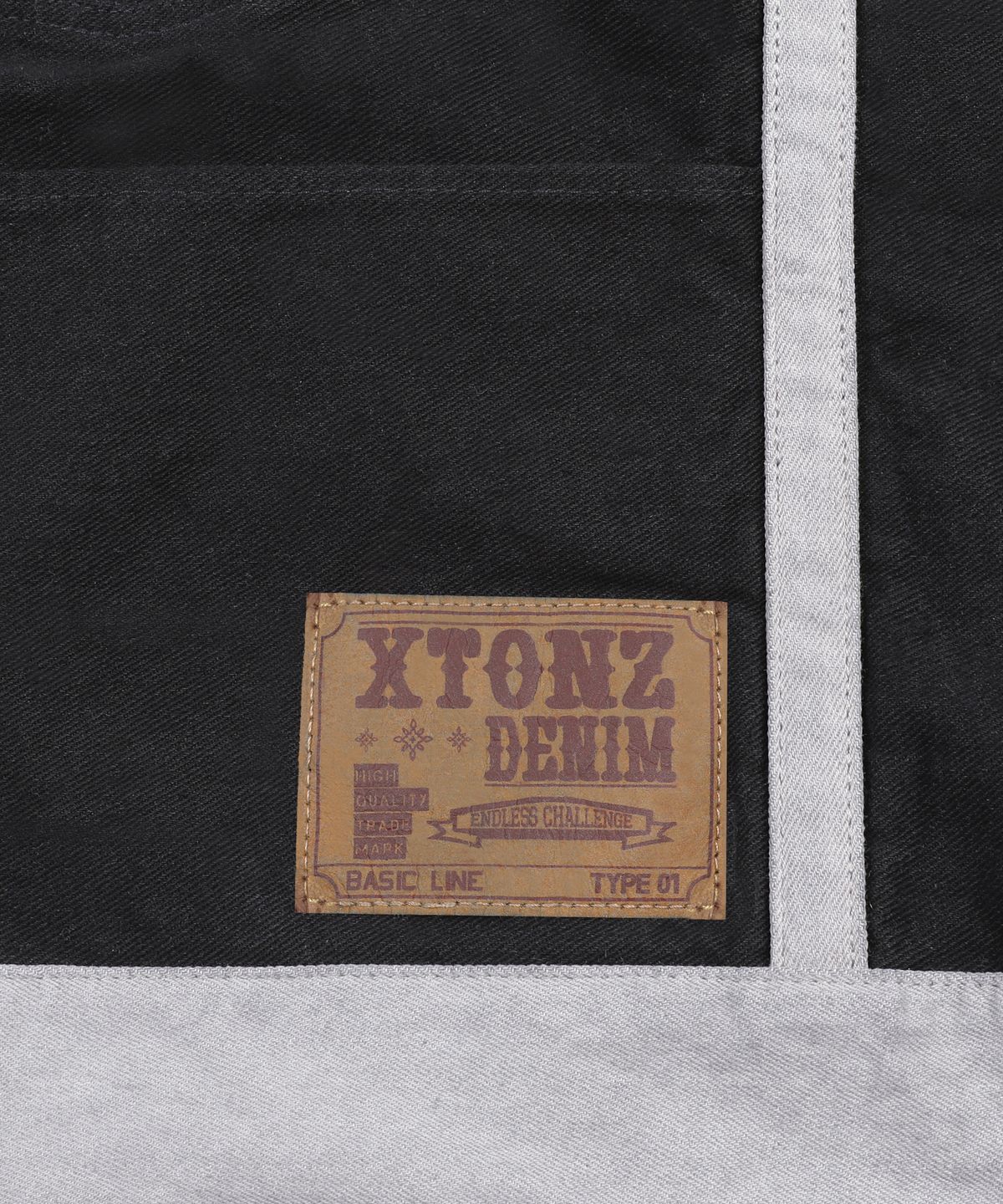 엑스톤즈(XTONZ) XTA099 빈티지 데님 토트 백 (BLACK)