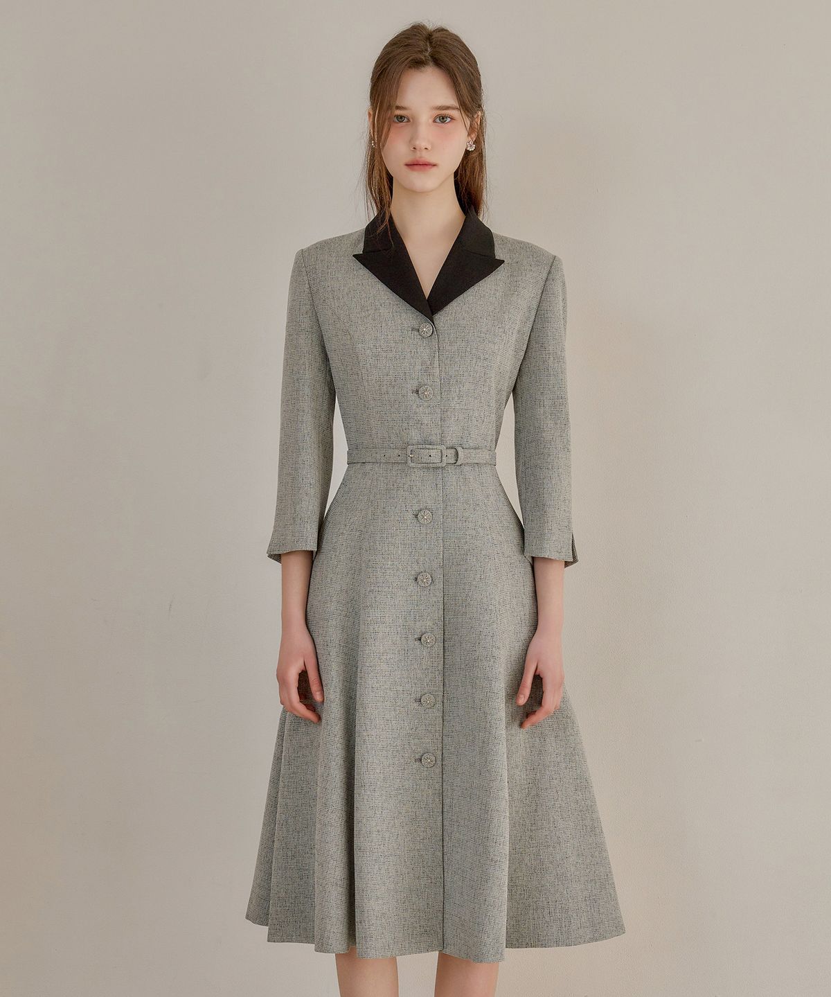 쥴리앤칼라(JULIY&CALLA) 26SS Calla139 쉬비긴즈 조 트위드 원피스 보카시블랙