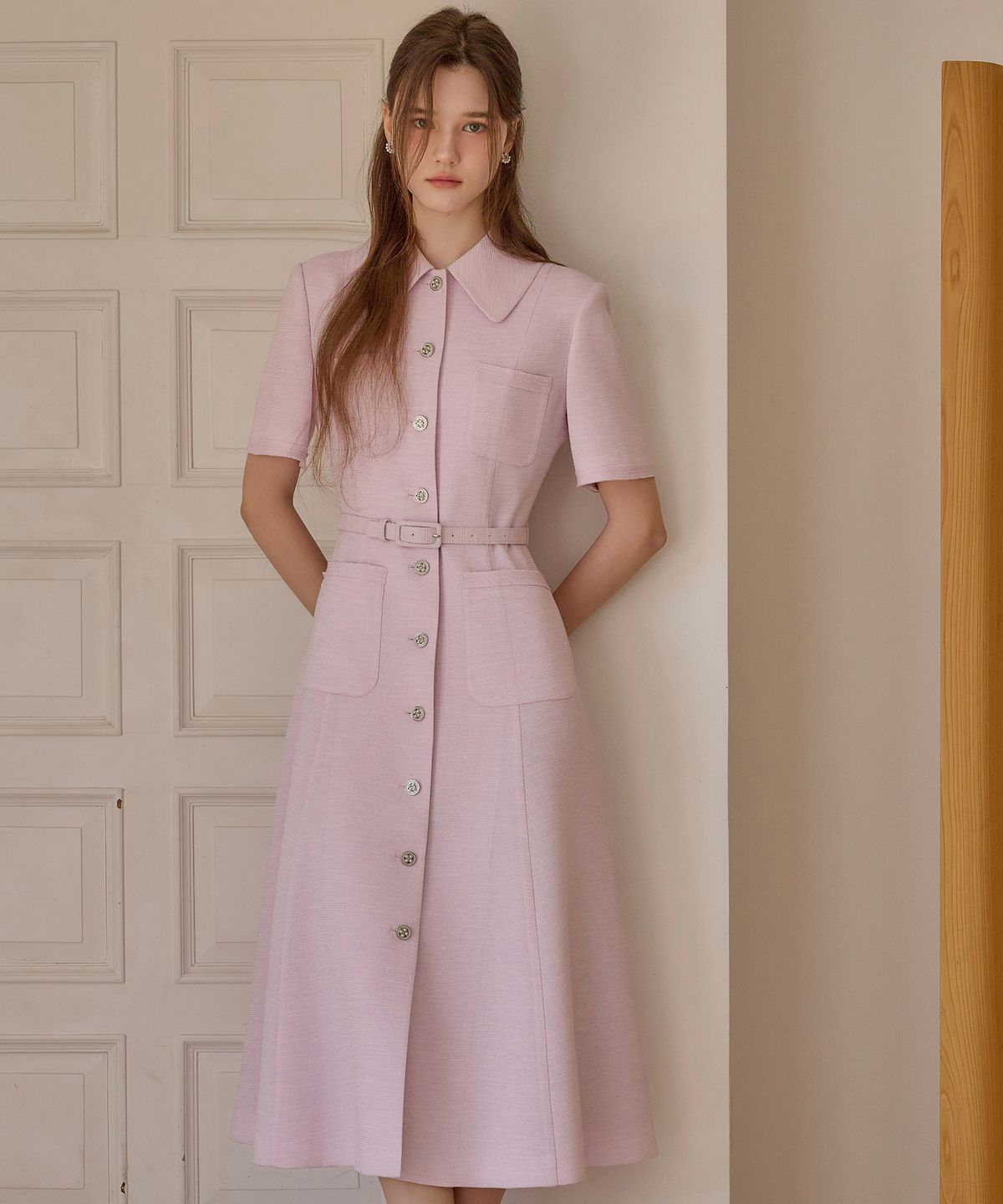 쥴리앤칼라(JULIY&CALLA) 26SS Calla133 쉬비긴즈 마야 트위드 원피스 라벤더
