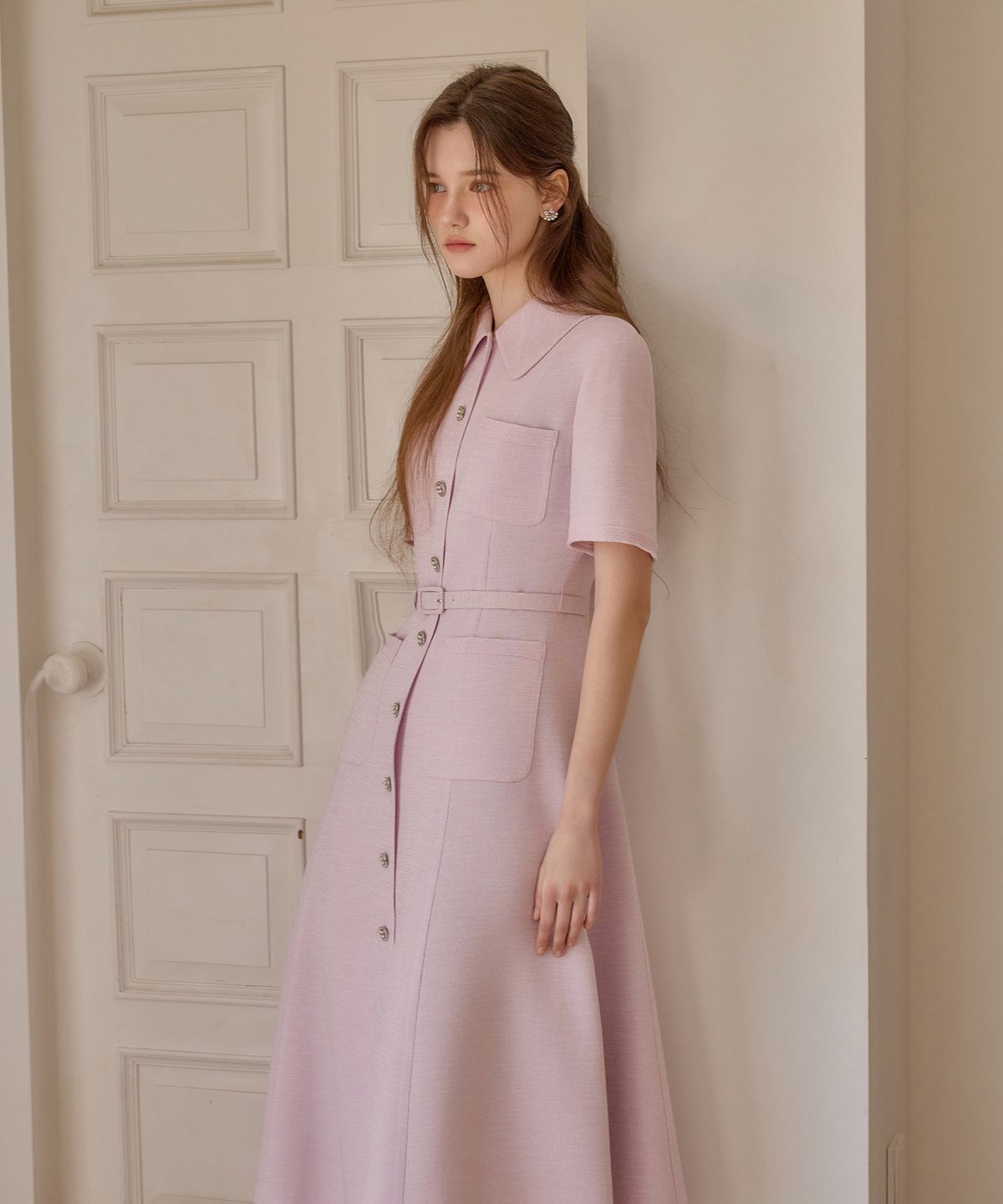 쥴리앤칼라(JULIY&CALLA) 26SS Calla133 쉬비긴즈 마야 트위드 원피스 라벤더