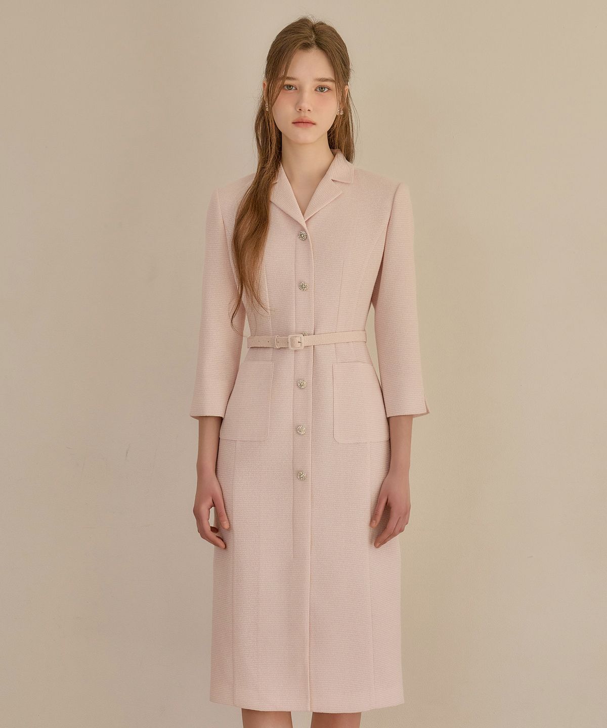 쥴리앤칼라(JULIY&CALLA) 26SS Calla134 쉬비긴즈 세레나 트위드 원피스 핑크