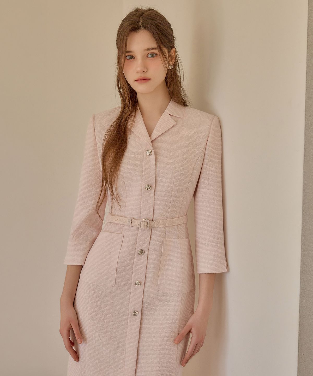 쥴리앤칼라(JULIY&CALLA) 26SS Calla134 쉬비긴즈 세레나 트위드 원피스 핑크