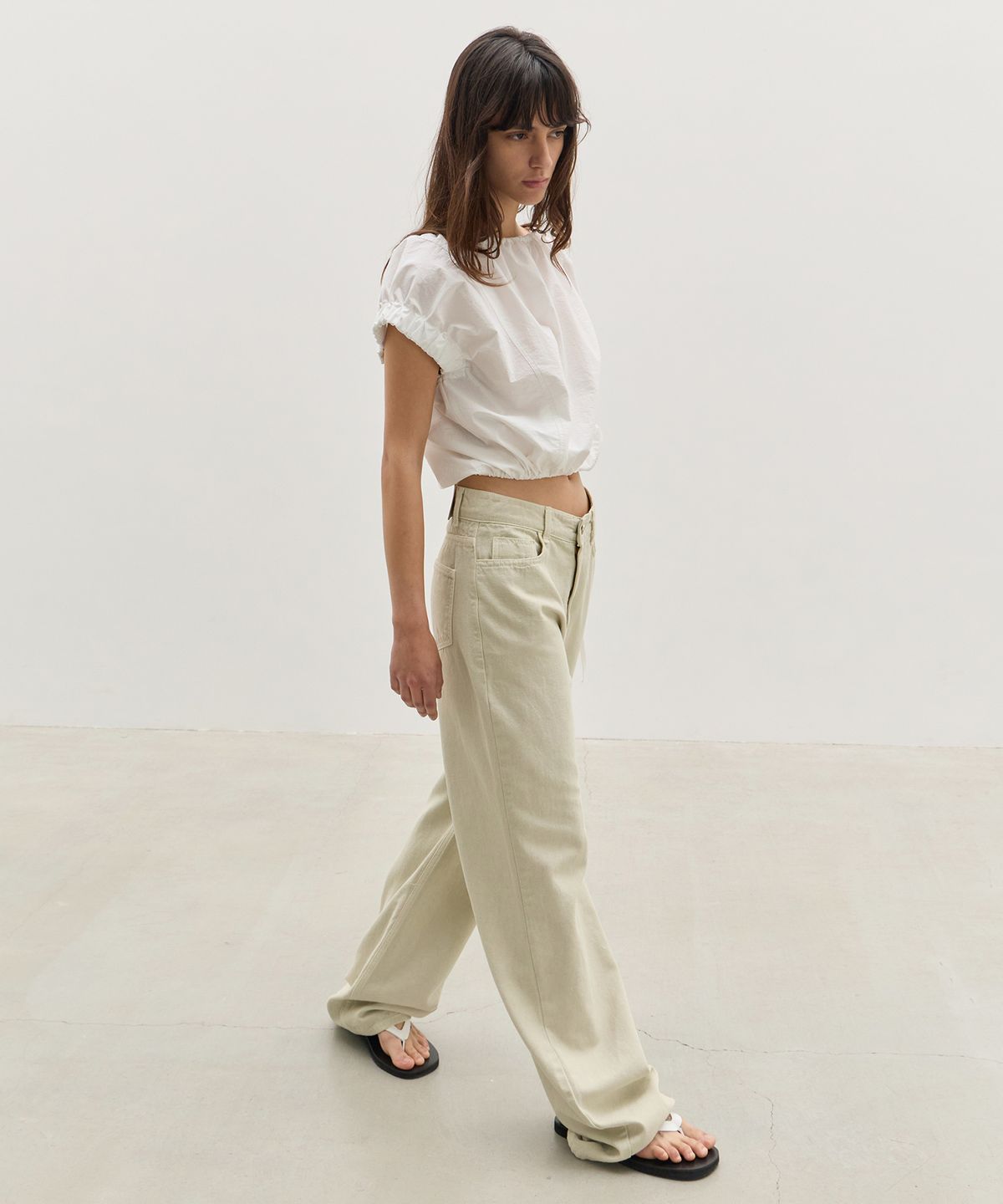 르바(LEVAR) Relaxed Oxford Denim - Washed Beige