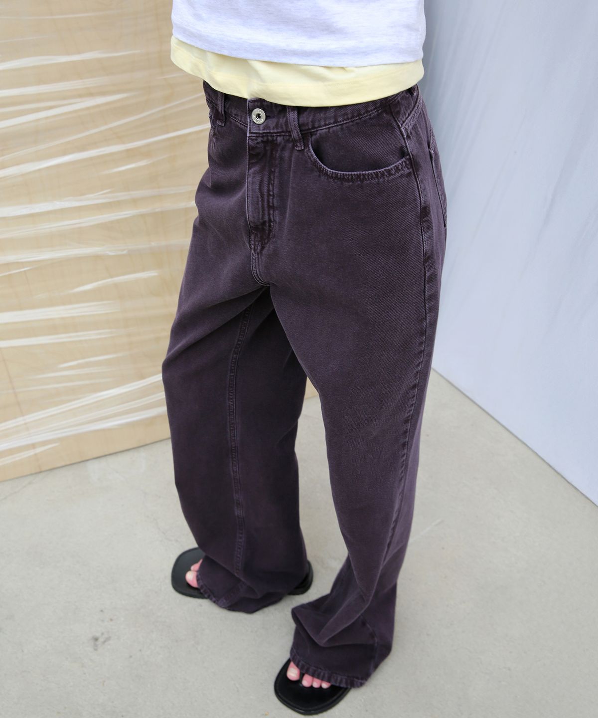 르바(LEVAR) Relaxed Oxford Denim - Stone Plum