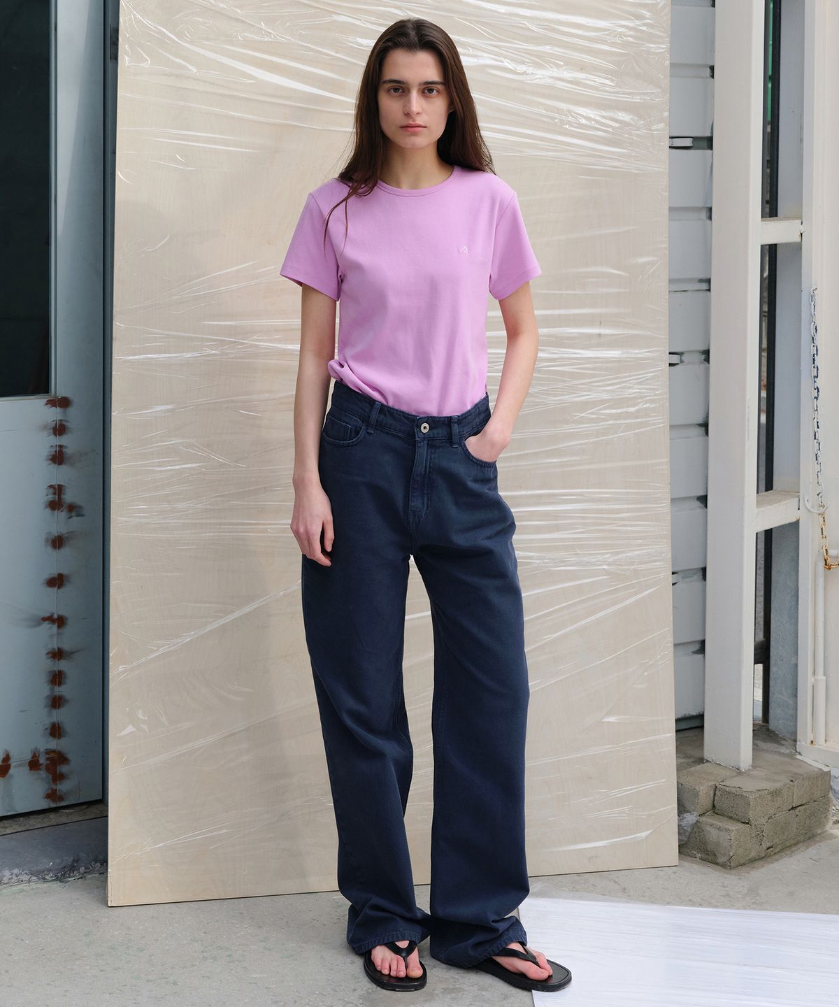 르바(LEVAR) Relaxed Oxford Denim - Stone Navy